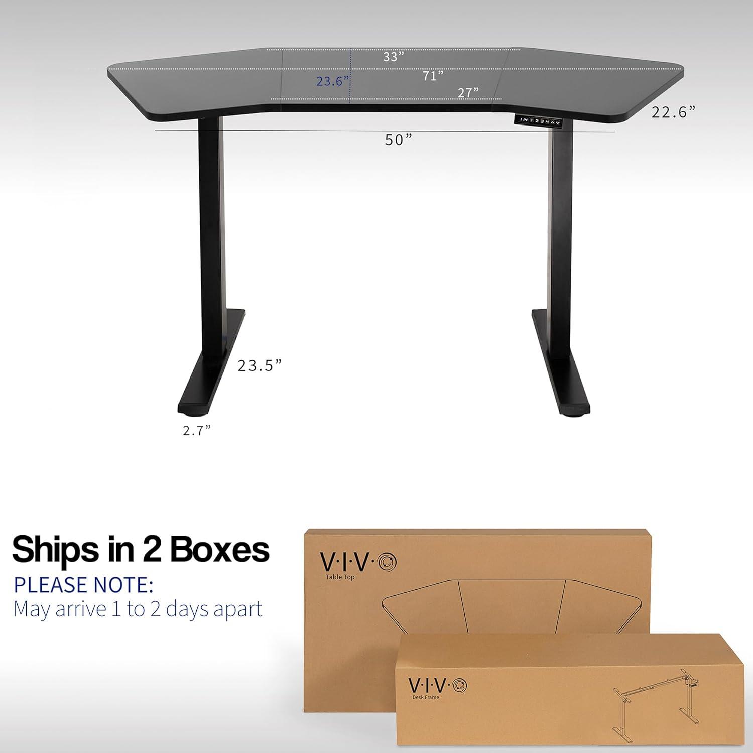 VIVO Corner Electric 71" x 24" Desk, Wing-Shaped Table Top