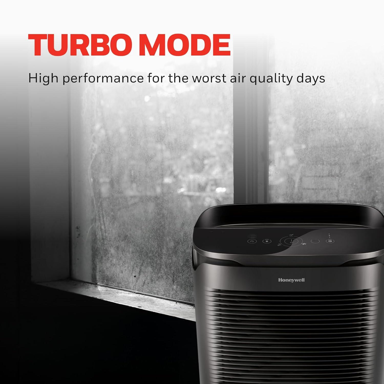 Honeywell Power Plus HEPA Air Purifier for Medium and Large Rooms Black: 4 Settings, 100-300 sq. ft., AHAM & Energy Star Certified