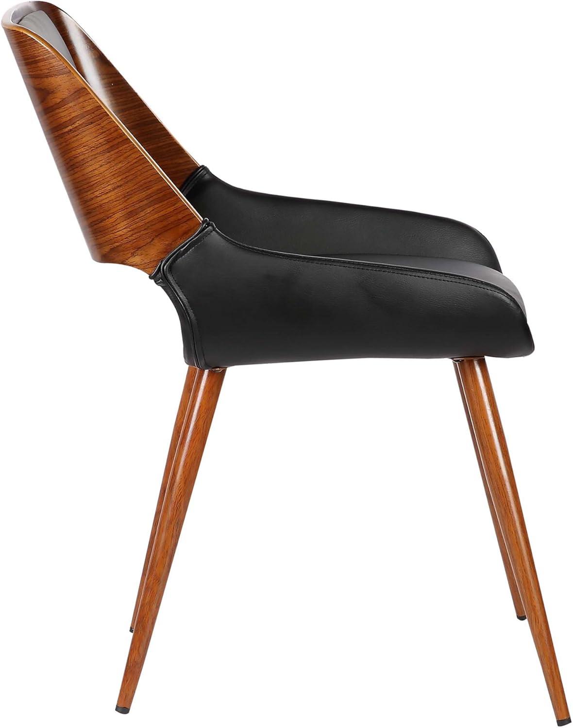 Armen Living Panda Modern Leather Dining Chair in Walnut Wood and Black