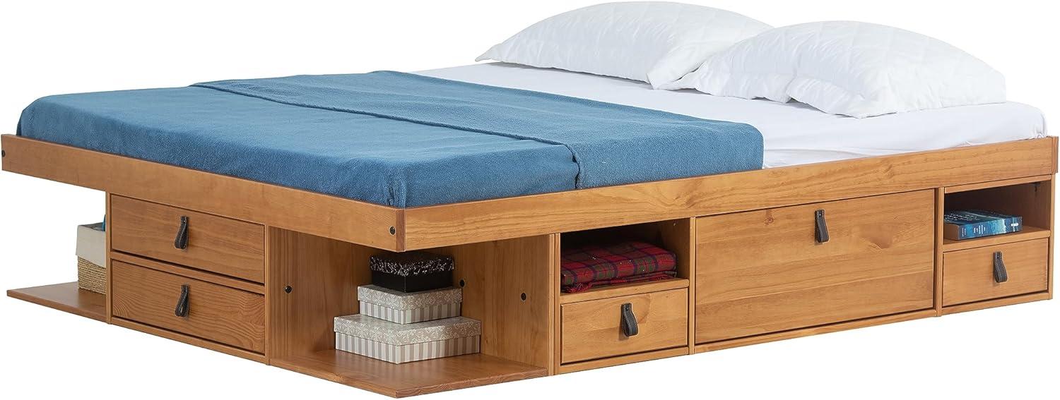 Memomad Bali Storage Platform Sturdy Bed Frame with Drawers & More (Queen Size, Oak Brown Wood)