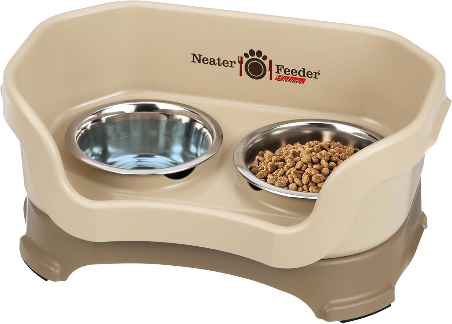 Small Cappuccino Elevated Stainless Steel Pet Feeder