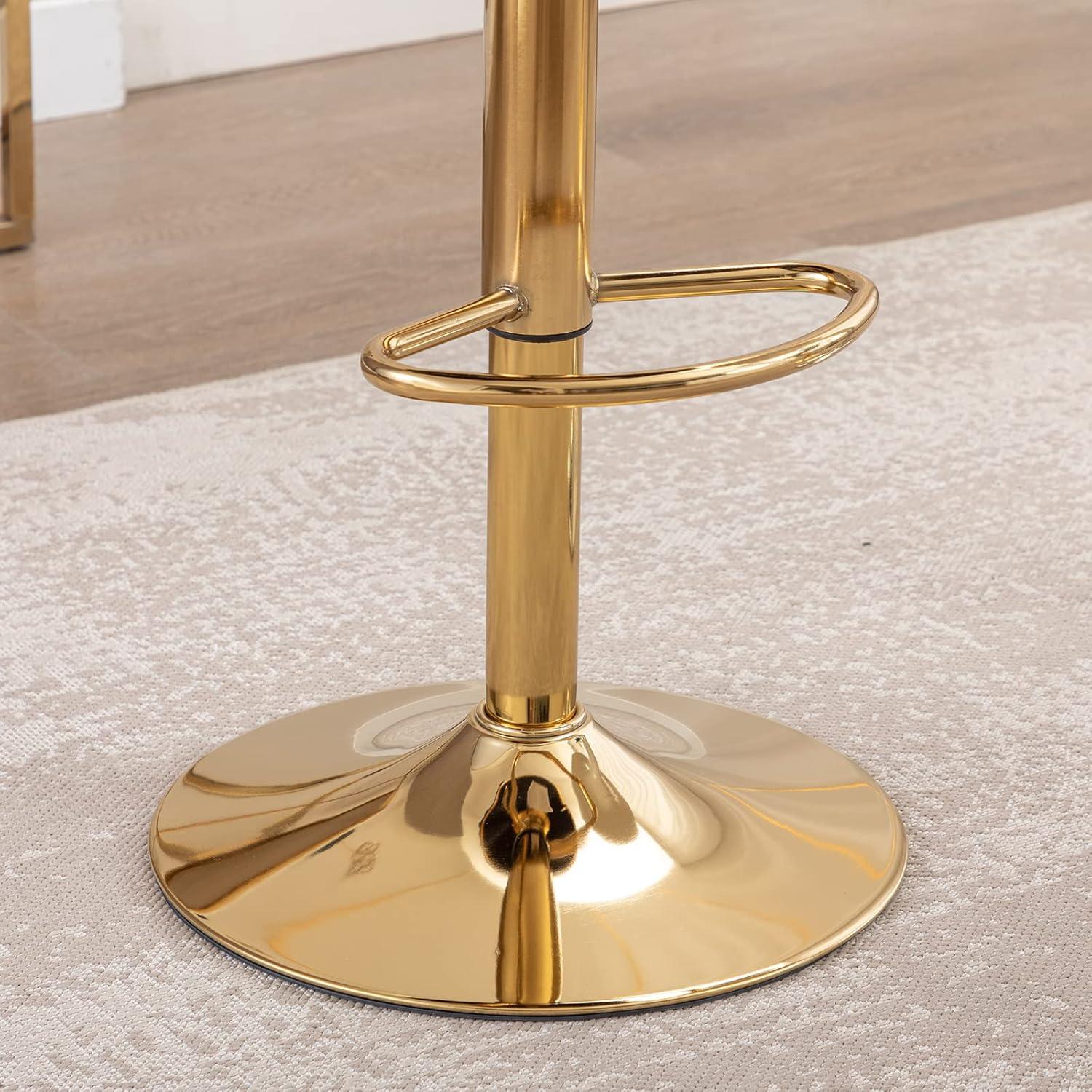 Modern Velvet Adjustable Swivel Bar Stools Set of 2 Orange