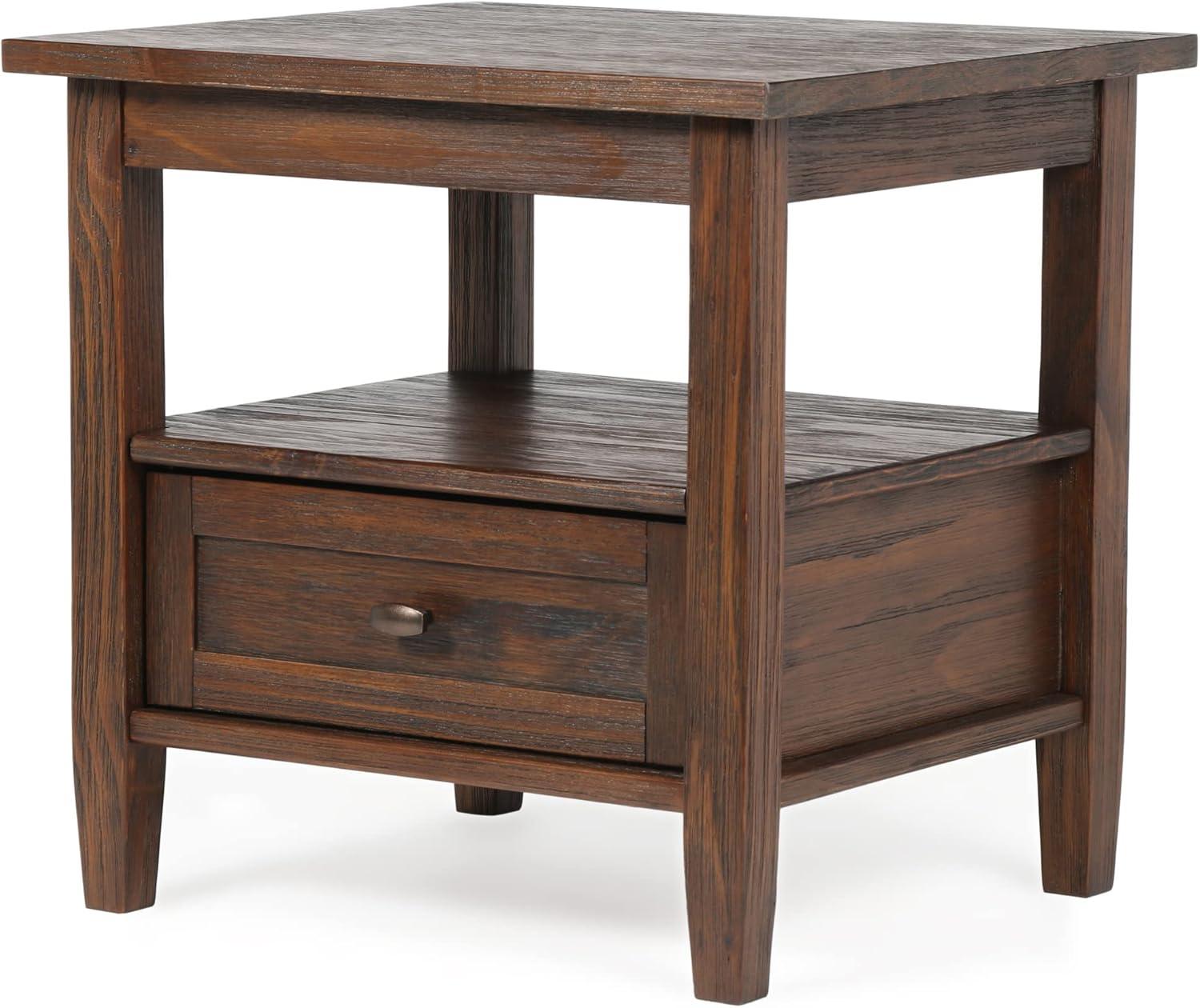 Warm Shaker Solid Wood End Table with Storage