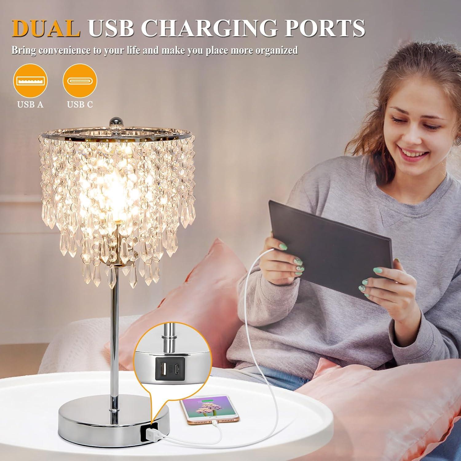 3 Way Touch Control Table Lamp, Dimmable Bedside Desk Lamp with Metal Base Modern Nightstand Lamp Stylish Grey Shade Simple Side Table Lamp for Bedroom, Living Room, Office or Den LED Bulb Included