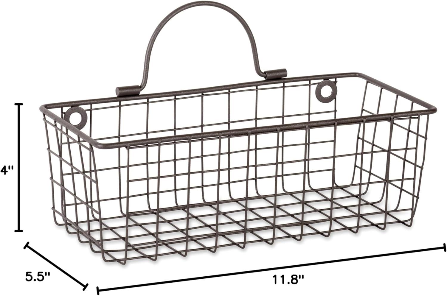 Bronze Rectangular Iron Wire Wall Storage Baskets, Set of 2