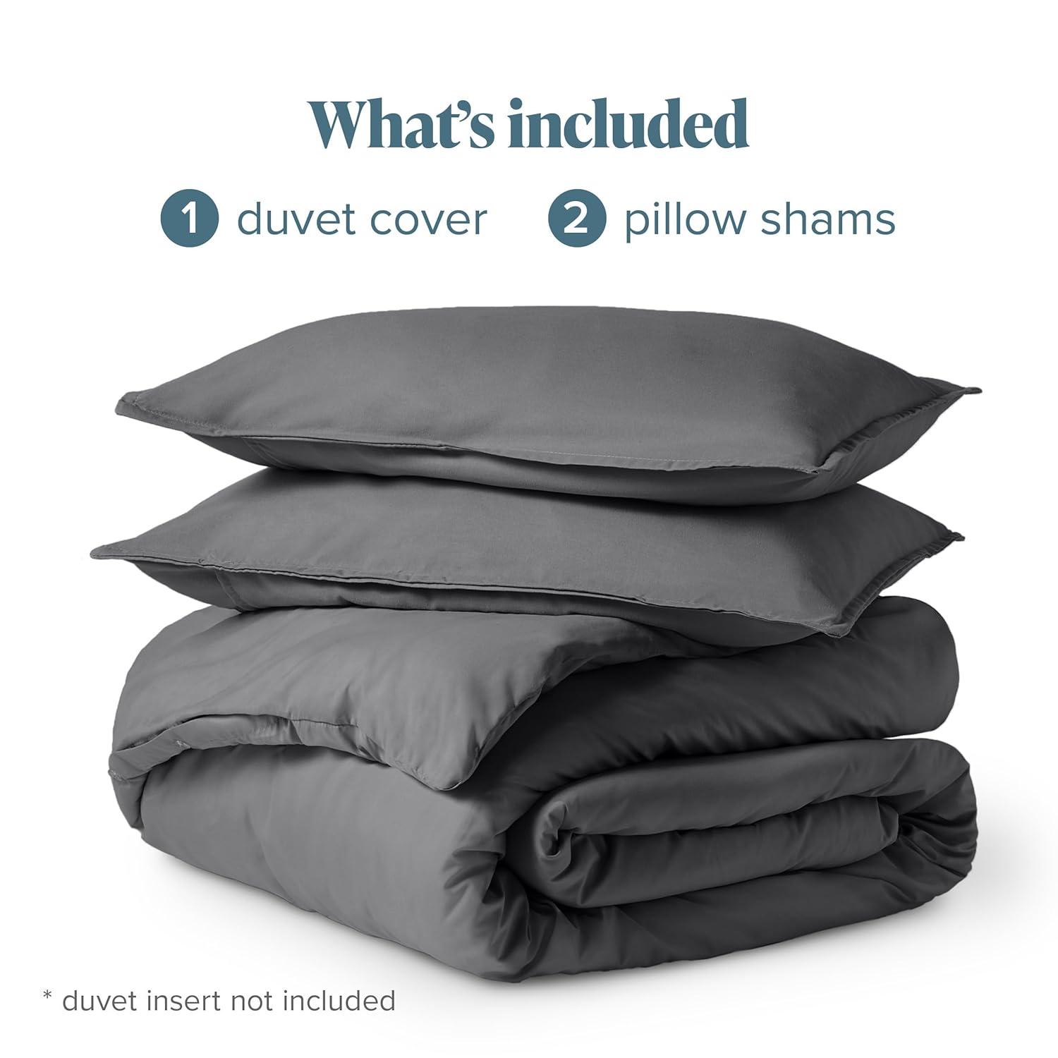 Full Grey Double Brushed Duvet Cover Set by Bare Home