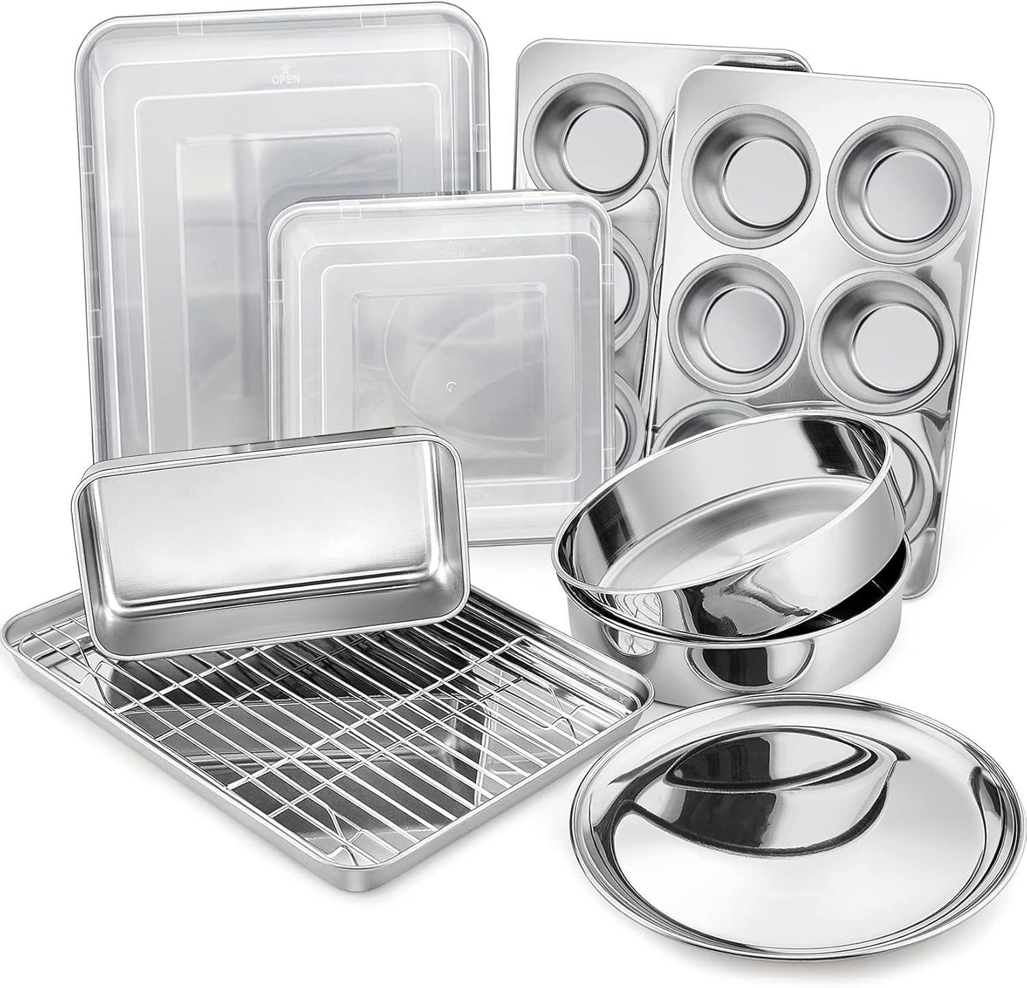 BOPWAY 12-Piece Stainless Steel Baking Pan Set