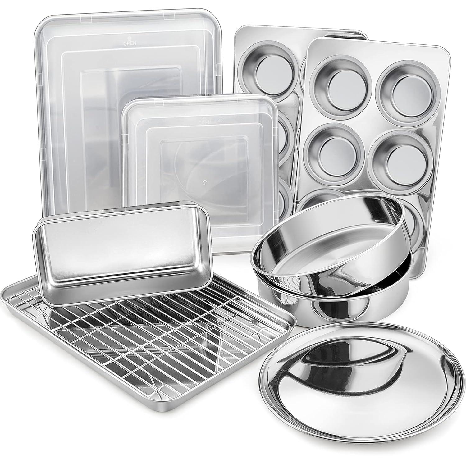 BOPWAY 12-Piece Stainless Steel Baking Pan Set