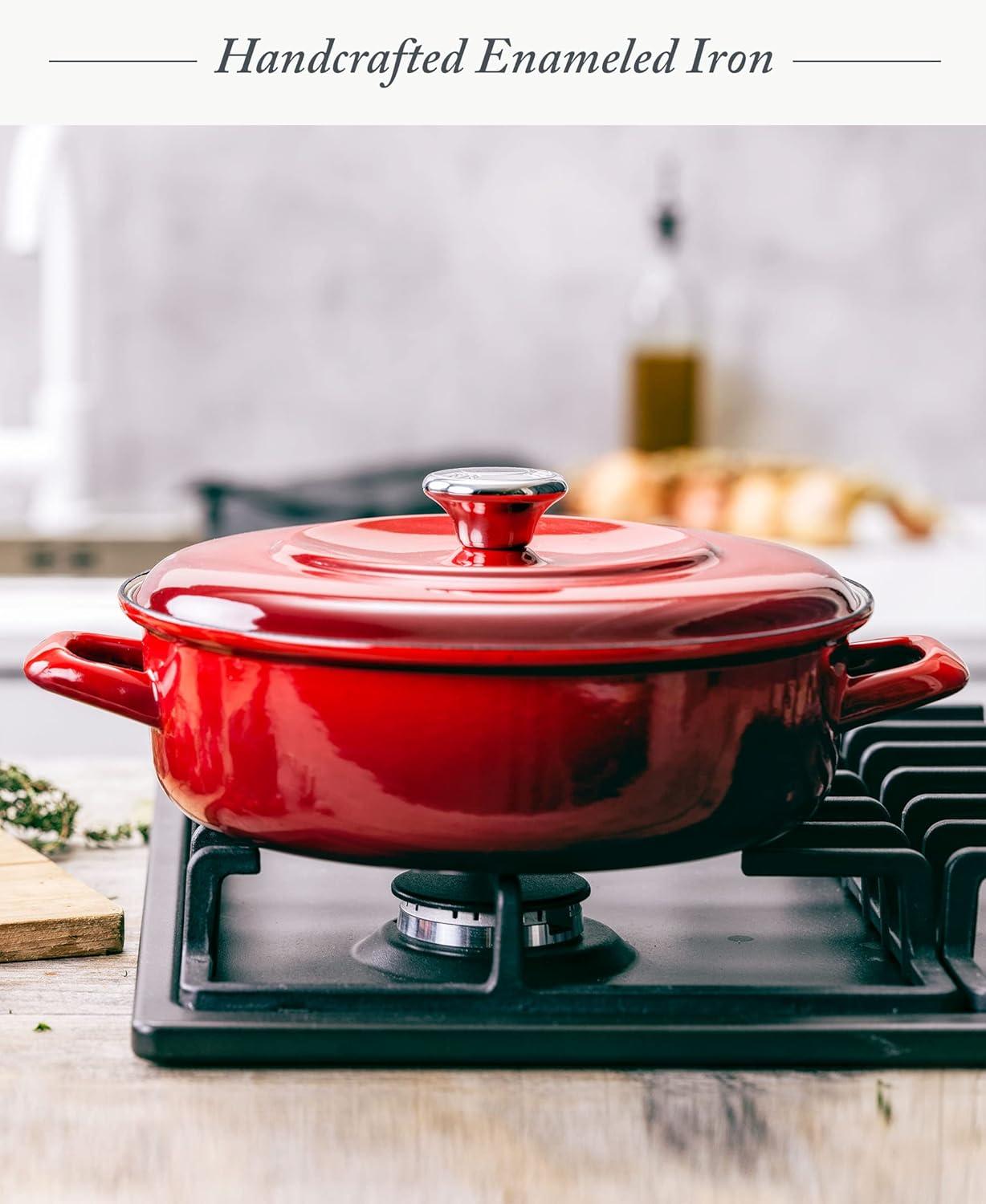 Merten and Storck German Enameled Iron, Round Dutch Oven Pot with Lid