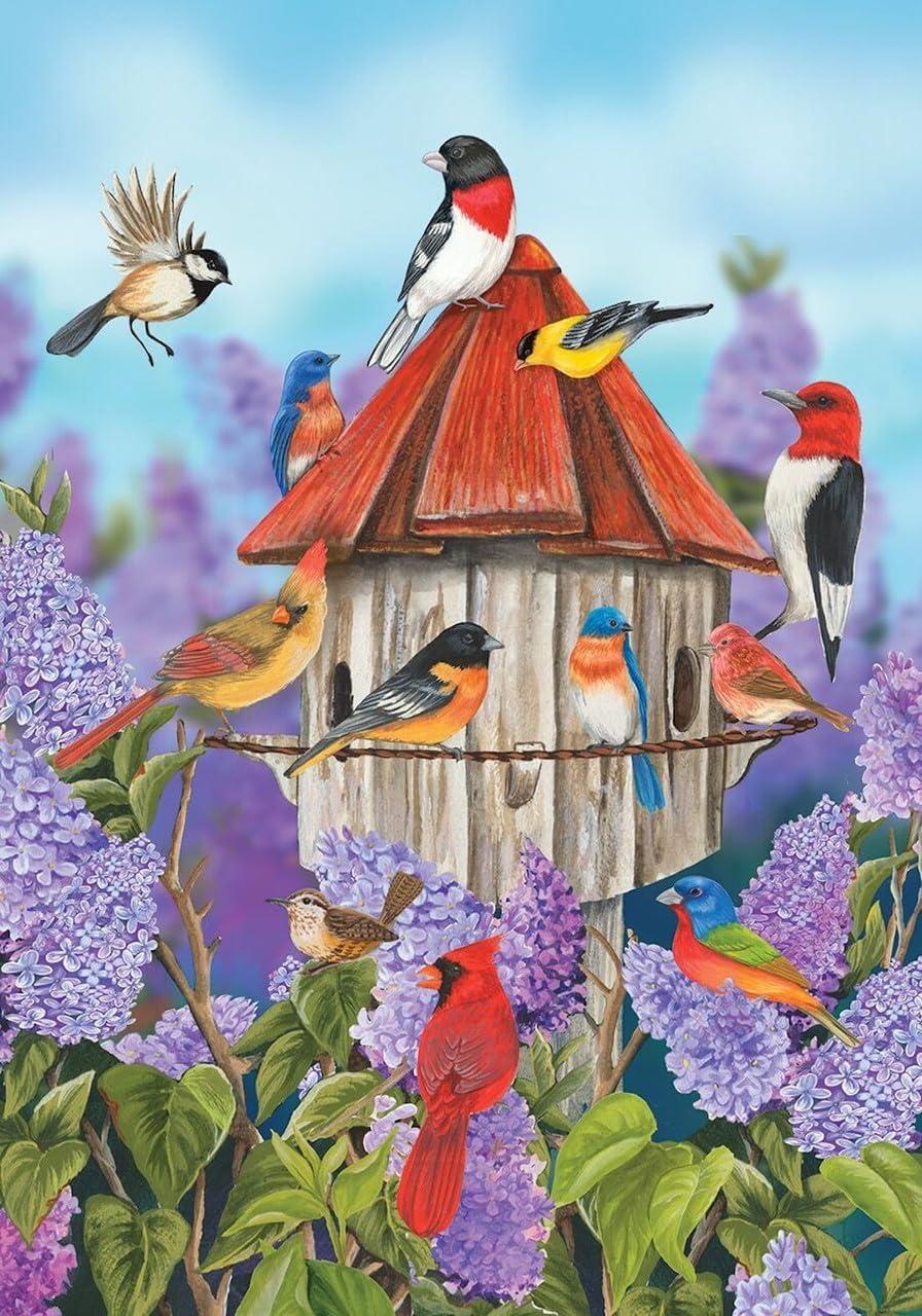 Briarwood Lane House Flag 40x28 For Outdoor Bluebirds and Daffodils Spring For Spring House Flag