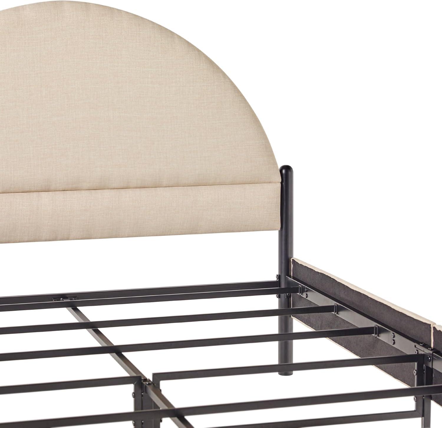 Walker Edison Modern Metal and Upholstery Queen-Size Bedframe, Oatmeal