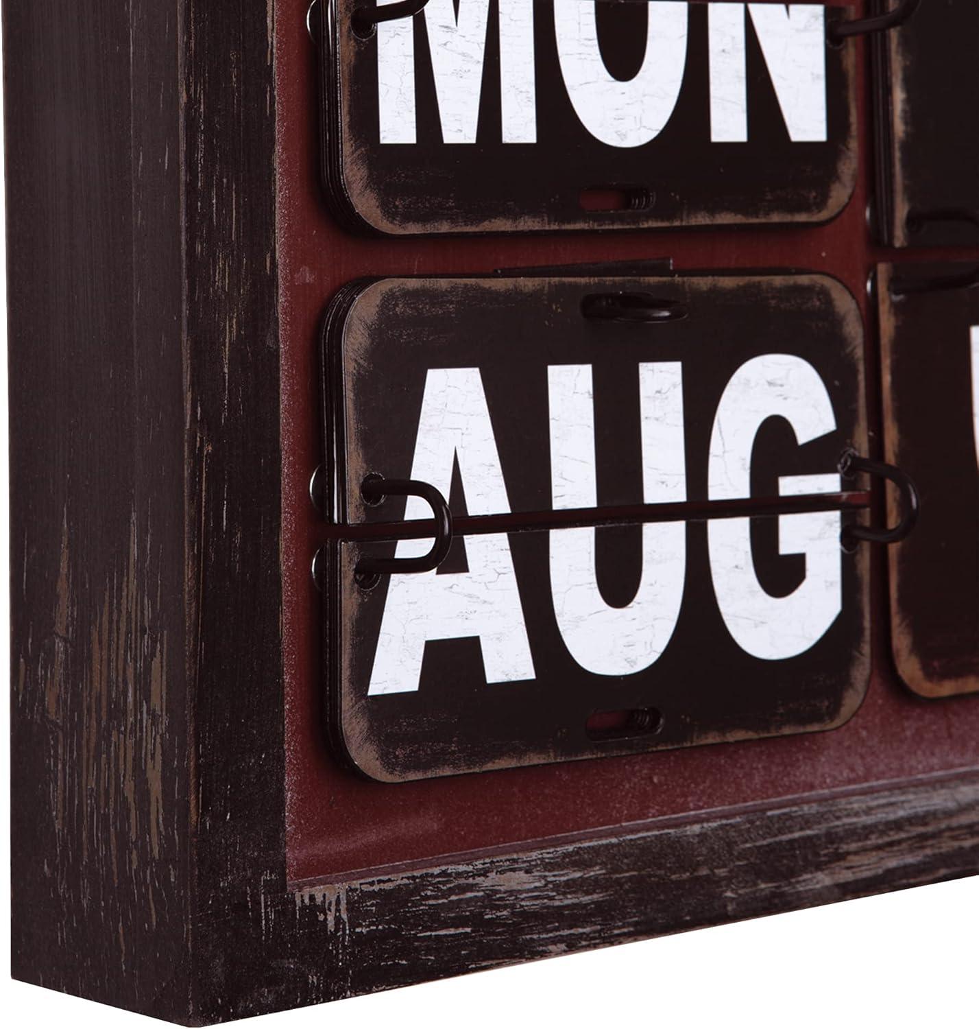 Vintage Cherry Wood Rectangular Wall Clock with Date Display