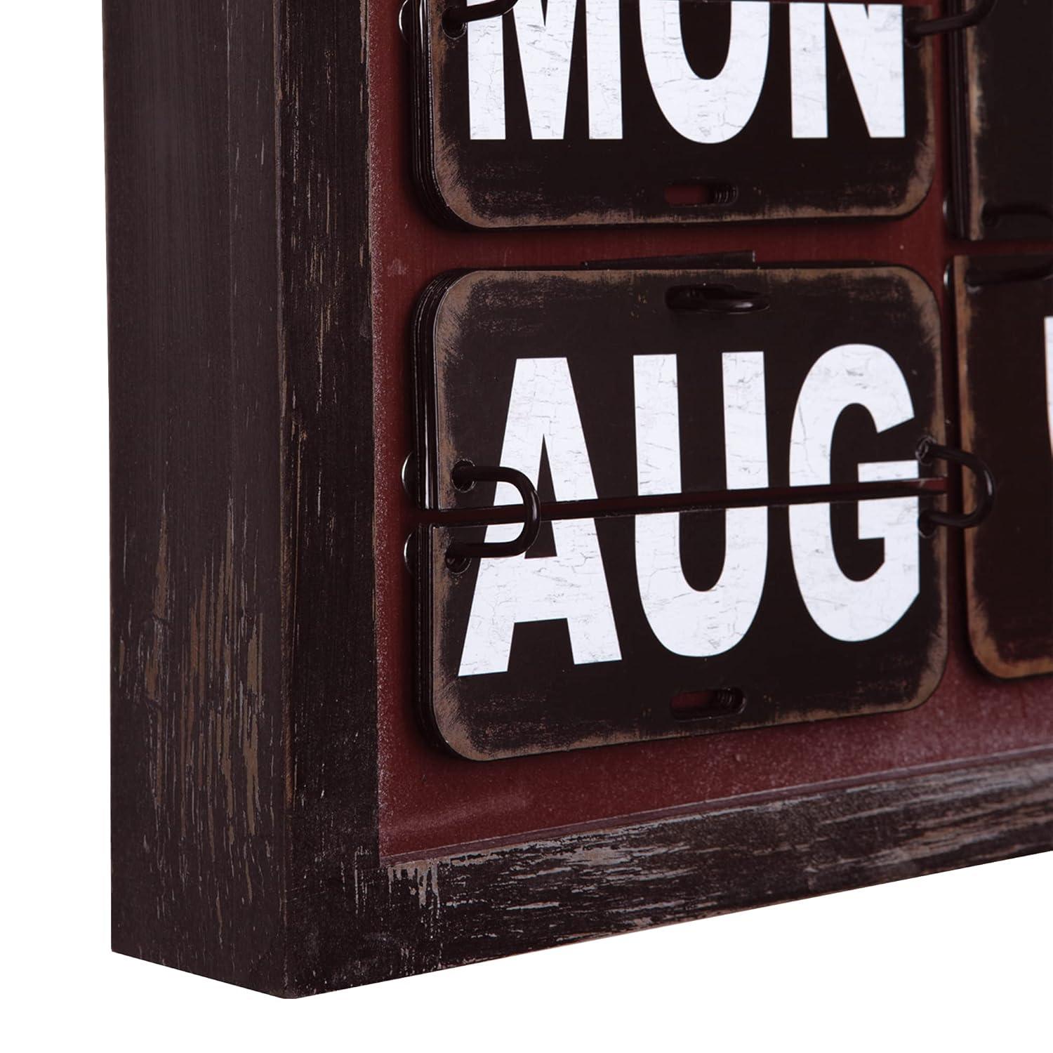 Vintage Cherry Wood Rectangular Wall Clock with Date Display