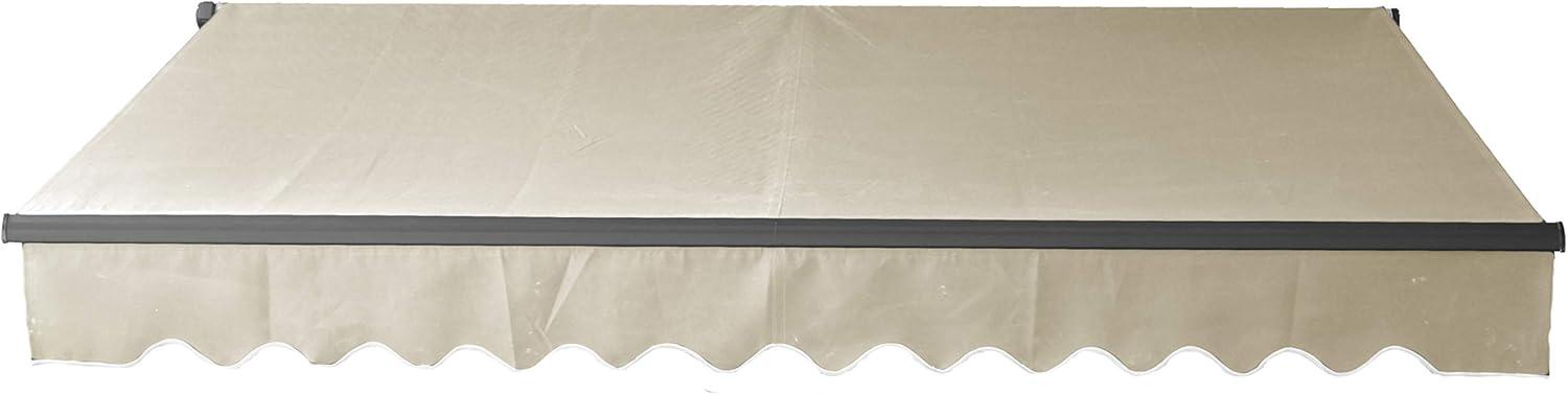 Ivory Motorized Retractable Patio Awning with Black Frame, 10x8 ft