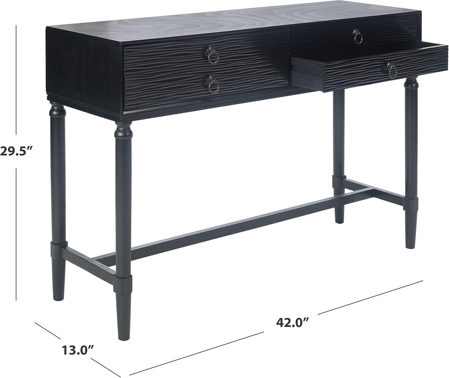 SAFAVIEH Aliyah Solid 4 Drawer Console Table, Black