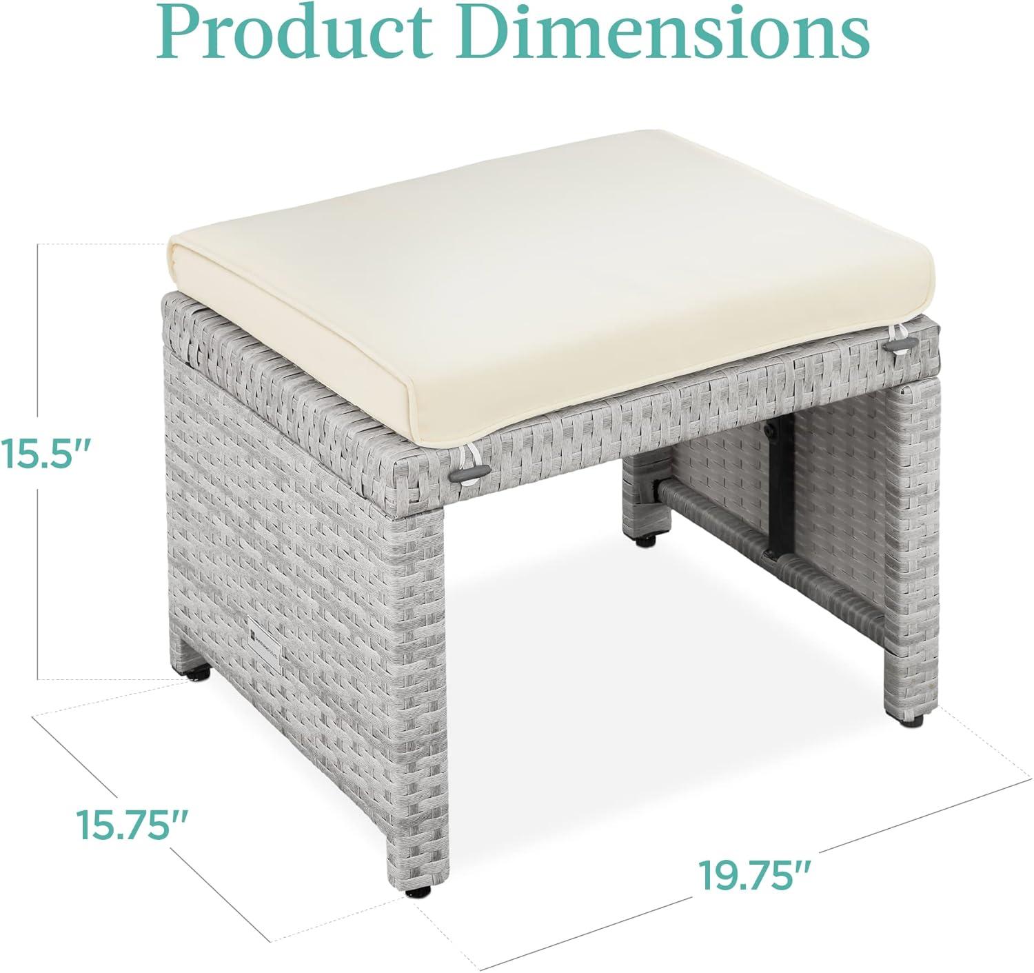 Best Choice Products Set of 2 Multipurpose Patio Wicker Ottomans w/ Removable Cushions - Gray/Cream
