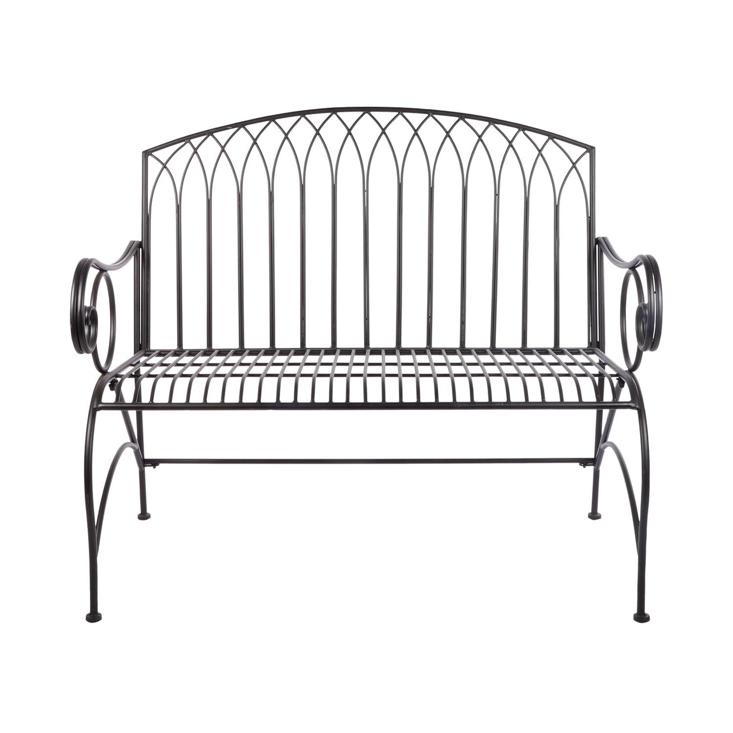 Alpine Corporation 44" x 26" x 38" Decorative Metal Wire Garden Bench, Black