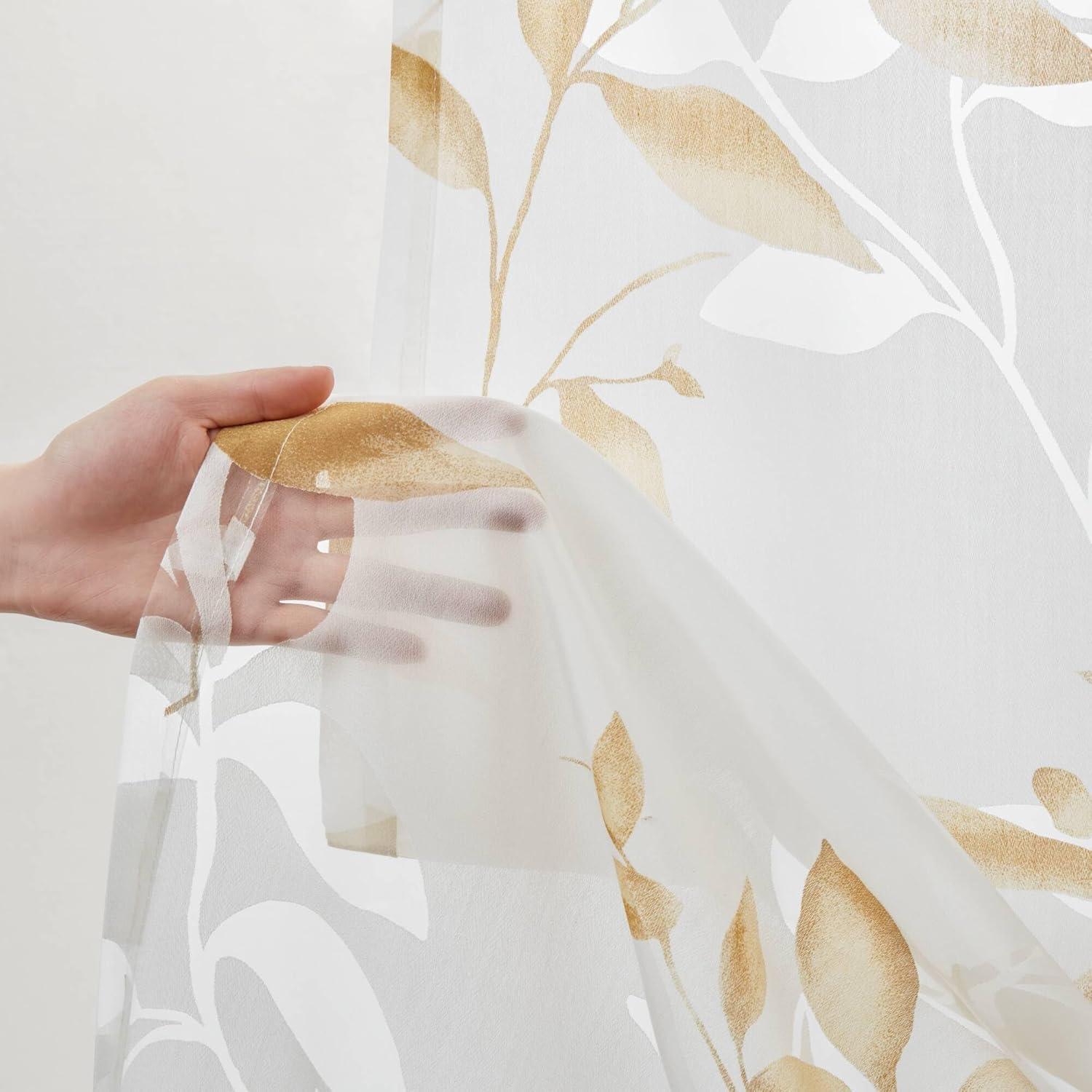 Madison Park Cecily Floral Printed Burnout Sheer Grommet Single Curtain Panel