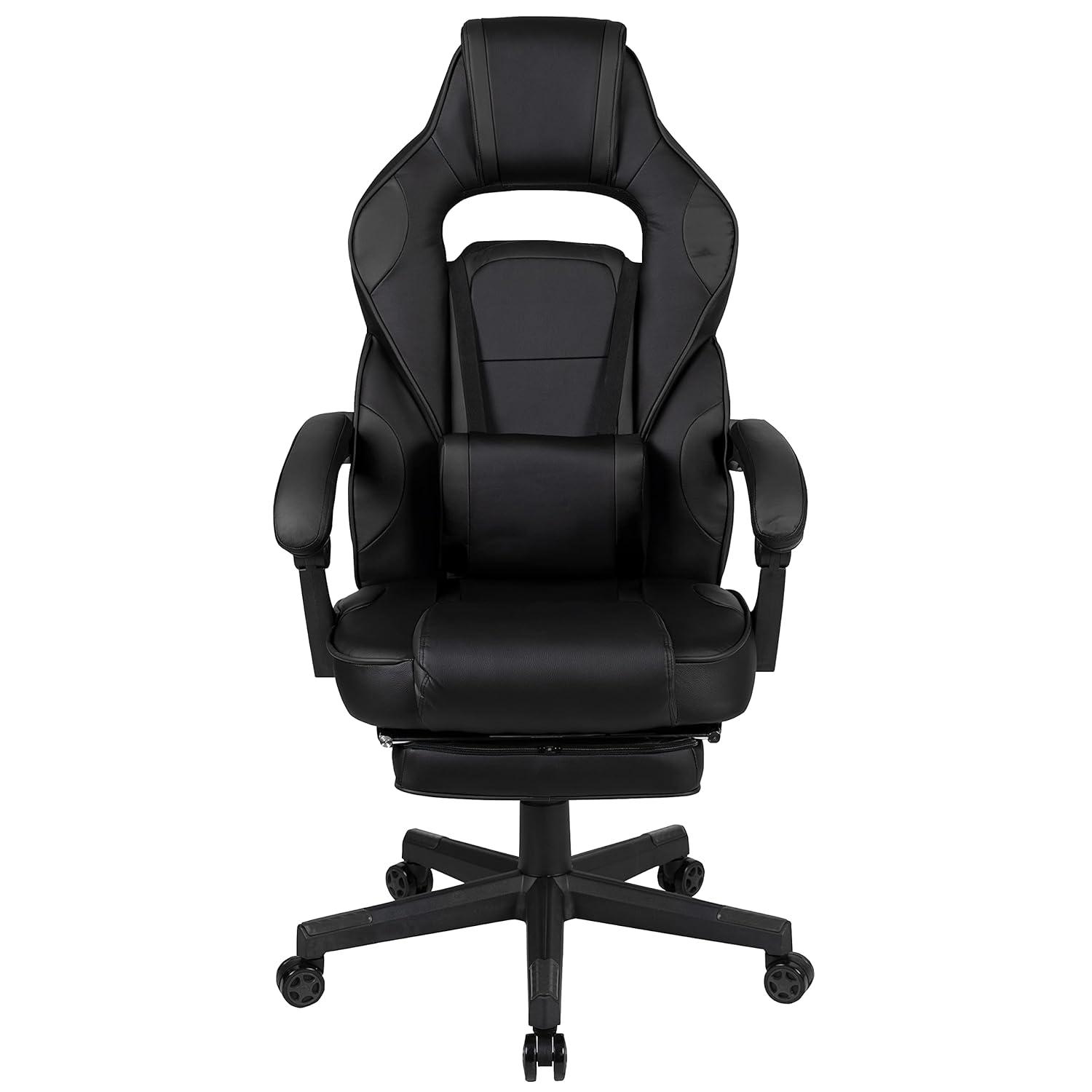 Flash Furniture X40 Gaming Chair Racing Ergonomic Computer Chair with Fully Reclining Back/Arms, Slide-Out Footrest, Massaging Lumbar - Black