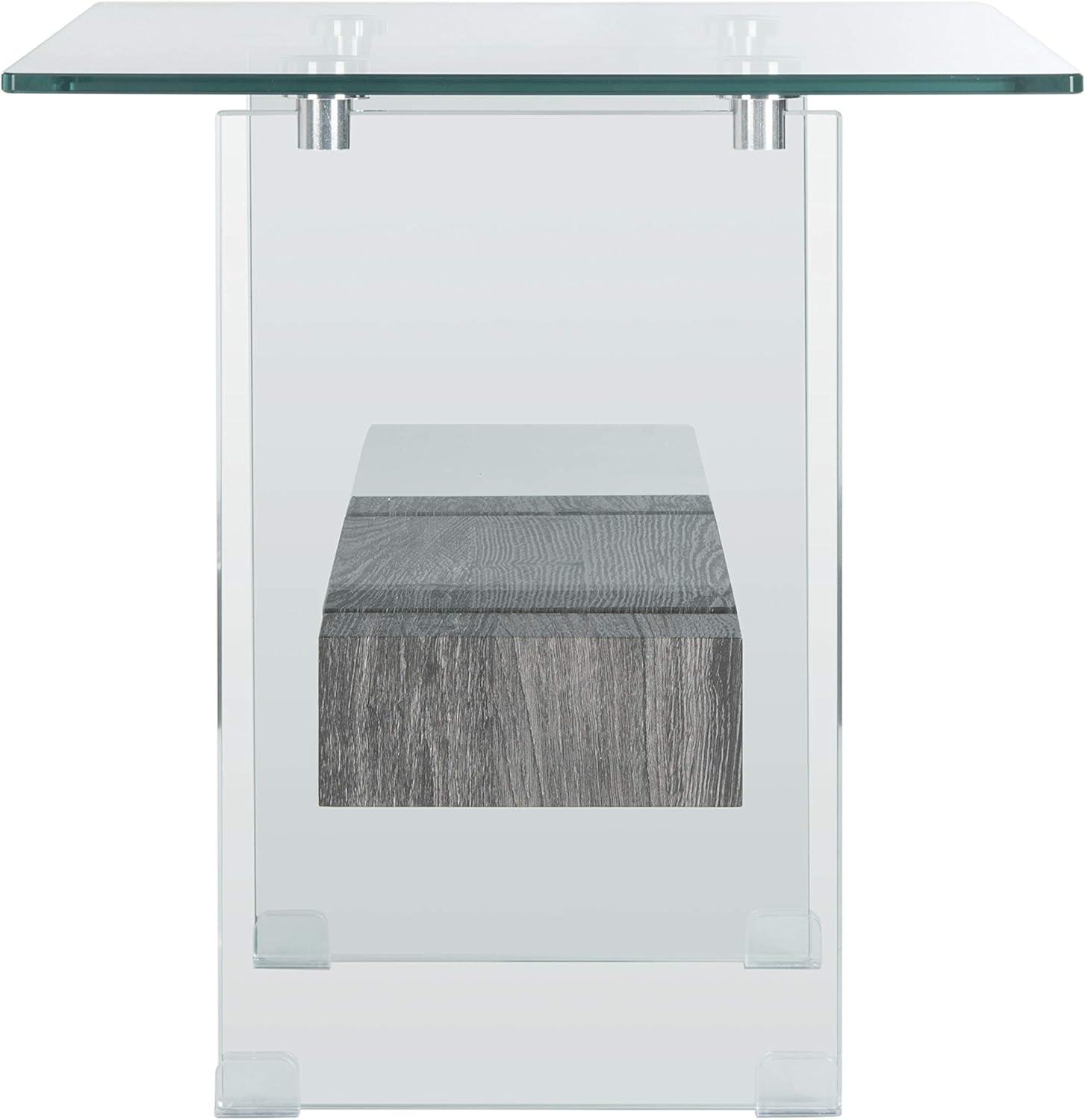 Kayley Accent Table - Glass/Black Oak Shelf - Safavieh.