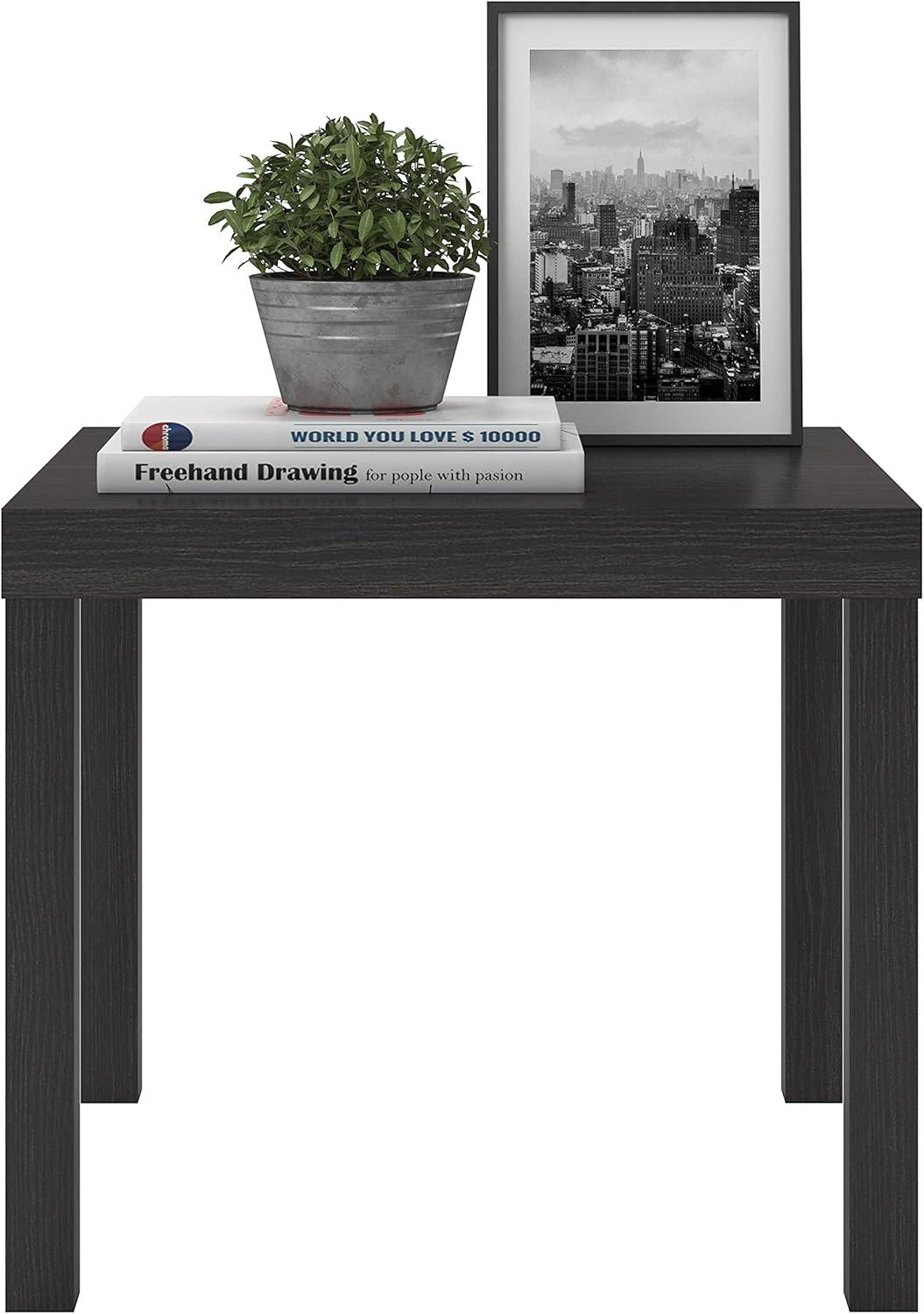 Transitional Glossy Brown Engineered Wood Square End Table