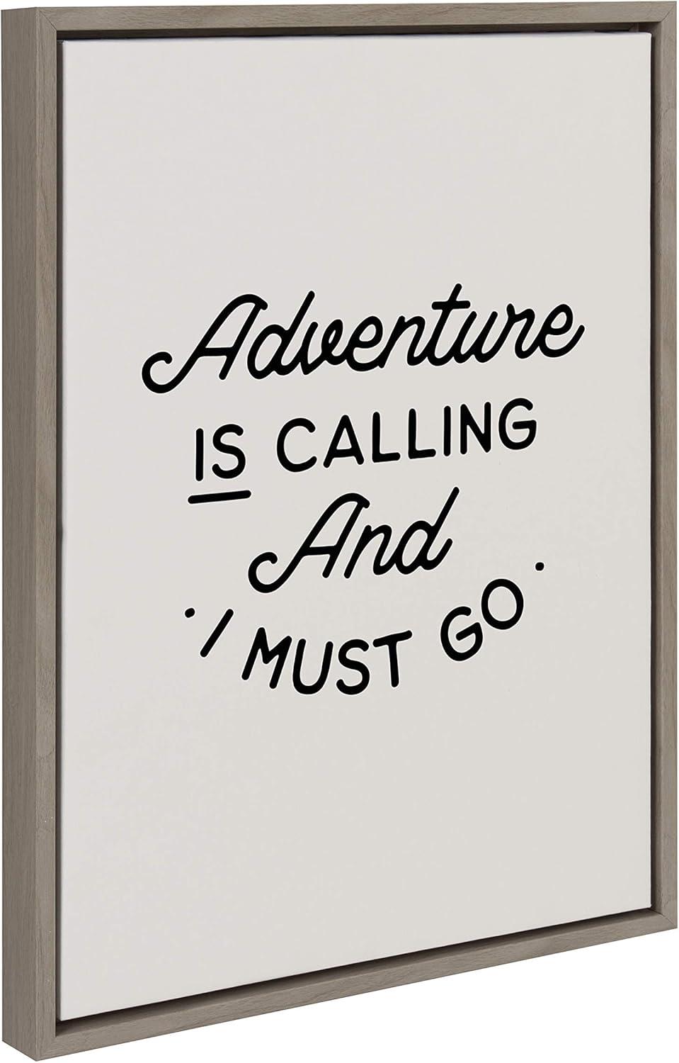 Kate & Laurel All Things Decor 18"x24" Sylvie Adventure is Calling Framed Canvas by the Creative Bunch Studio Gray