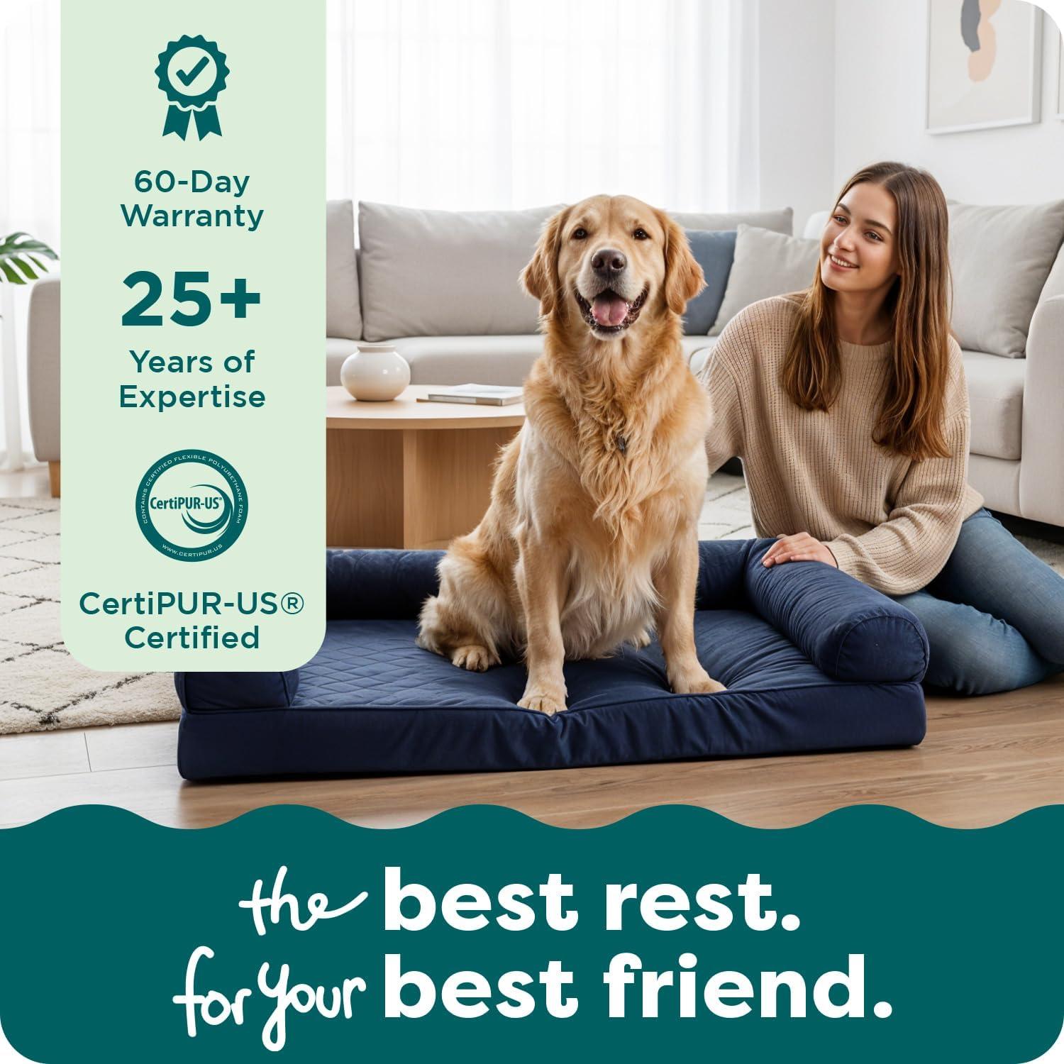 FurHaven Quilted Orthopedic Bolster Sofa Pet Bed