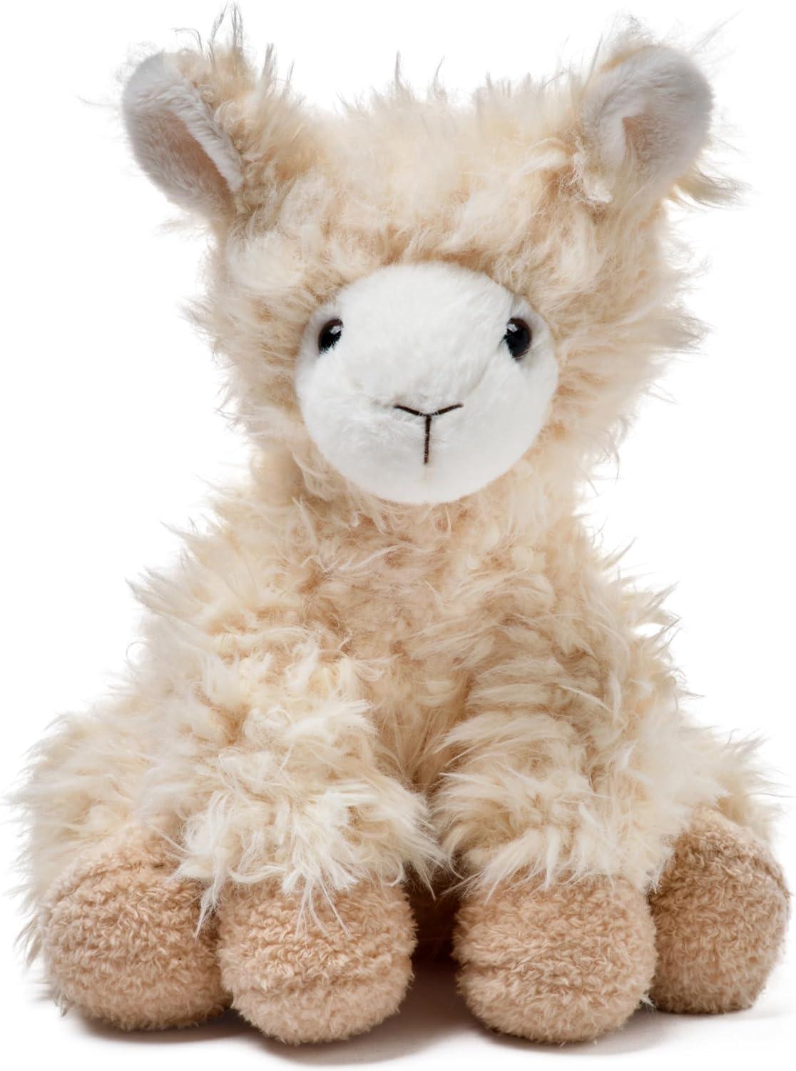 Bearington Fuzzy Plush Llama Off White Stuffed Animal, 11.5 Inches