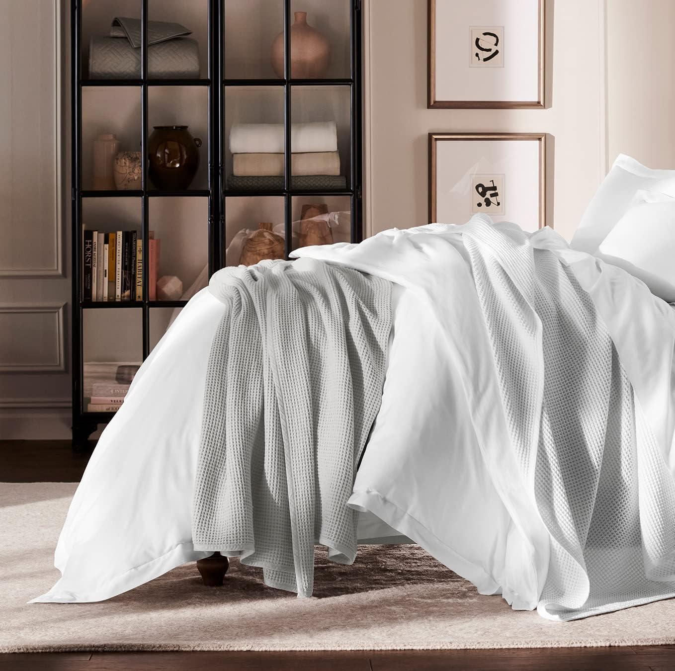 King Pewter Organic Cotton Waffle Bed Blanket