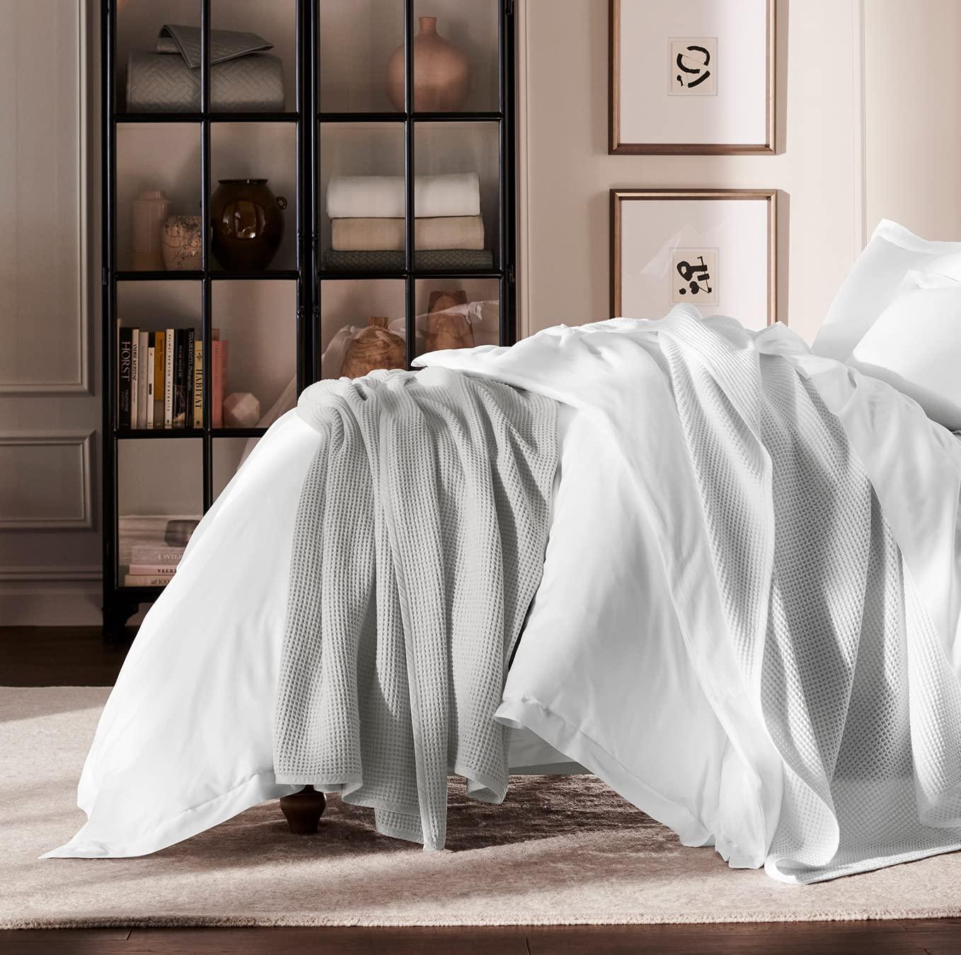 King Pewter Organic Cotton Waffle Bed Blanket