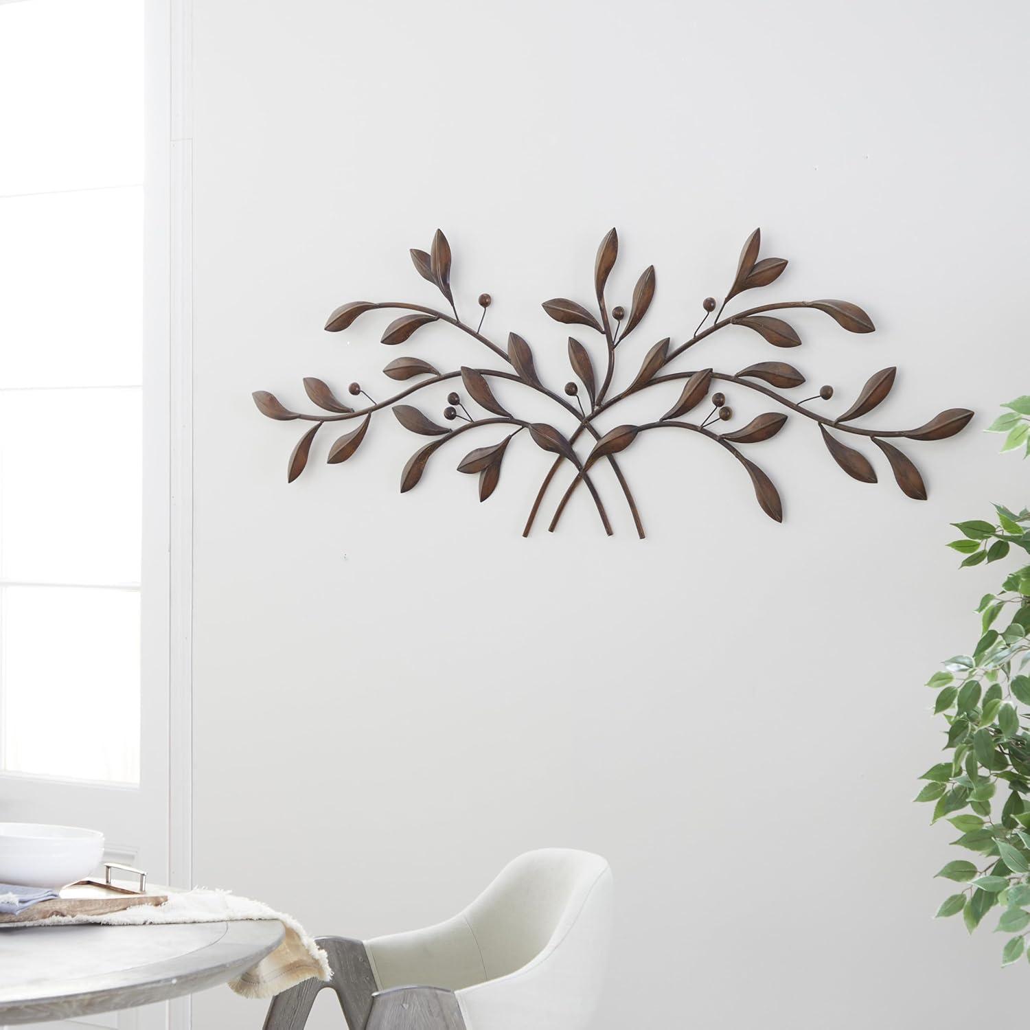 DecMode Brown Metal Leaf Wall Decor