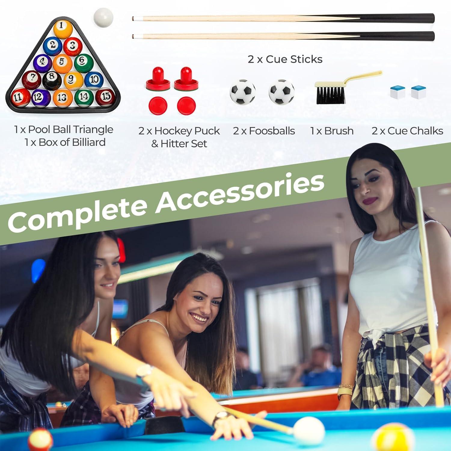JETEHO Multi Game Table, 3-In-1 48" Combo Game Table W/Soccer, Billiard, Slide Hockey, Wood Foosball Table, Perfect For Game Rooms, Arcades, Bars, Parties, Family Night