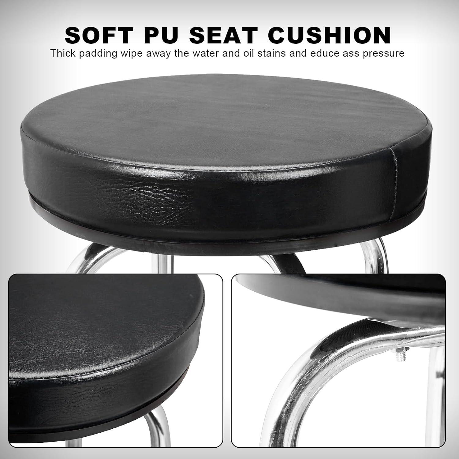 Torin Swivel Bar Stool: Padded Garage/Shop Seat with Chrome Plated Legs, 28.74 Inch Height,Black,W6185-B