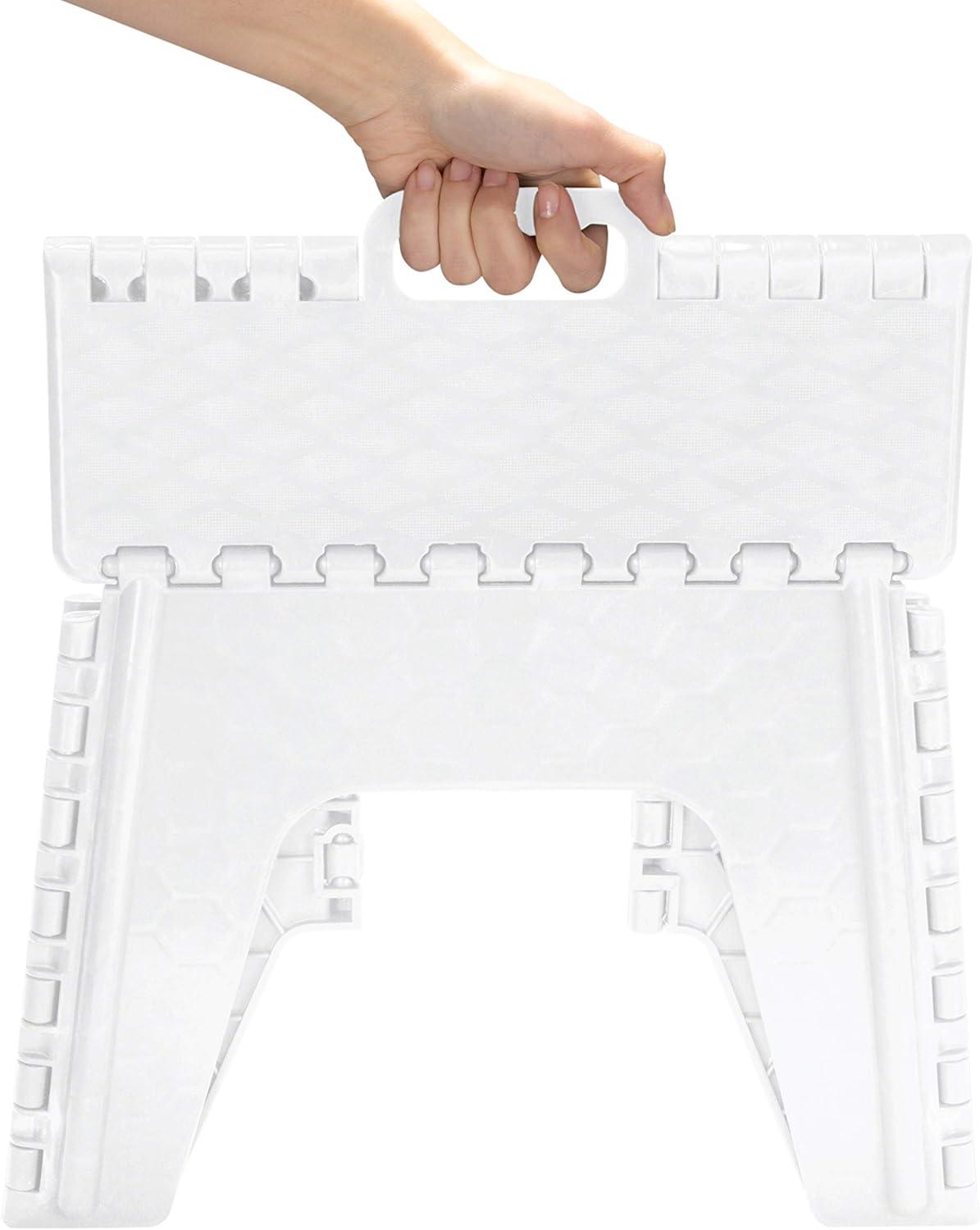 Simplify 12" Plastic Folding Single Step Stool in White
