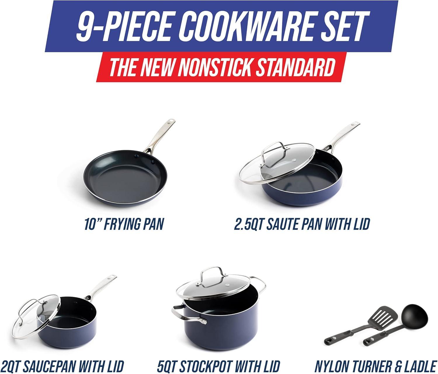 9-Piece Stainless Steel and Aluminum Nonstick Cookware Set