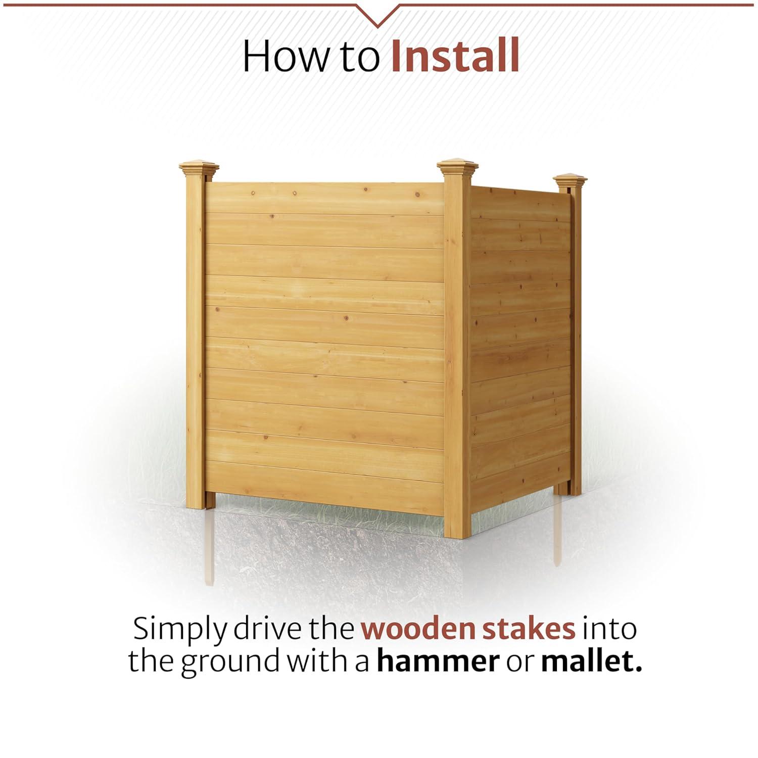 4ft H x 4ft W (2 Panels) No Dig Enclo Premium Wood Privacy Screen, Ideal Outdoor Privacy Wall, Pool Equipment Enclosure, Cedar Privacy Fence, Trash Can Enclosures, Air Conditioner Fence, EC18029