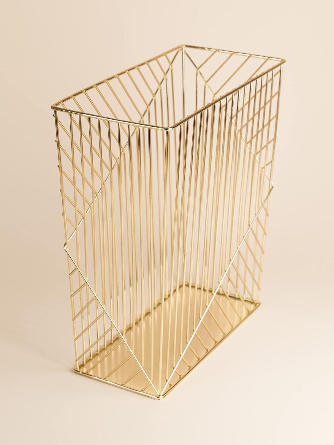 Gold Metal Wire 6-Gallon Office Trash Can