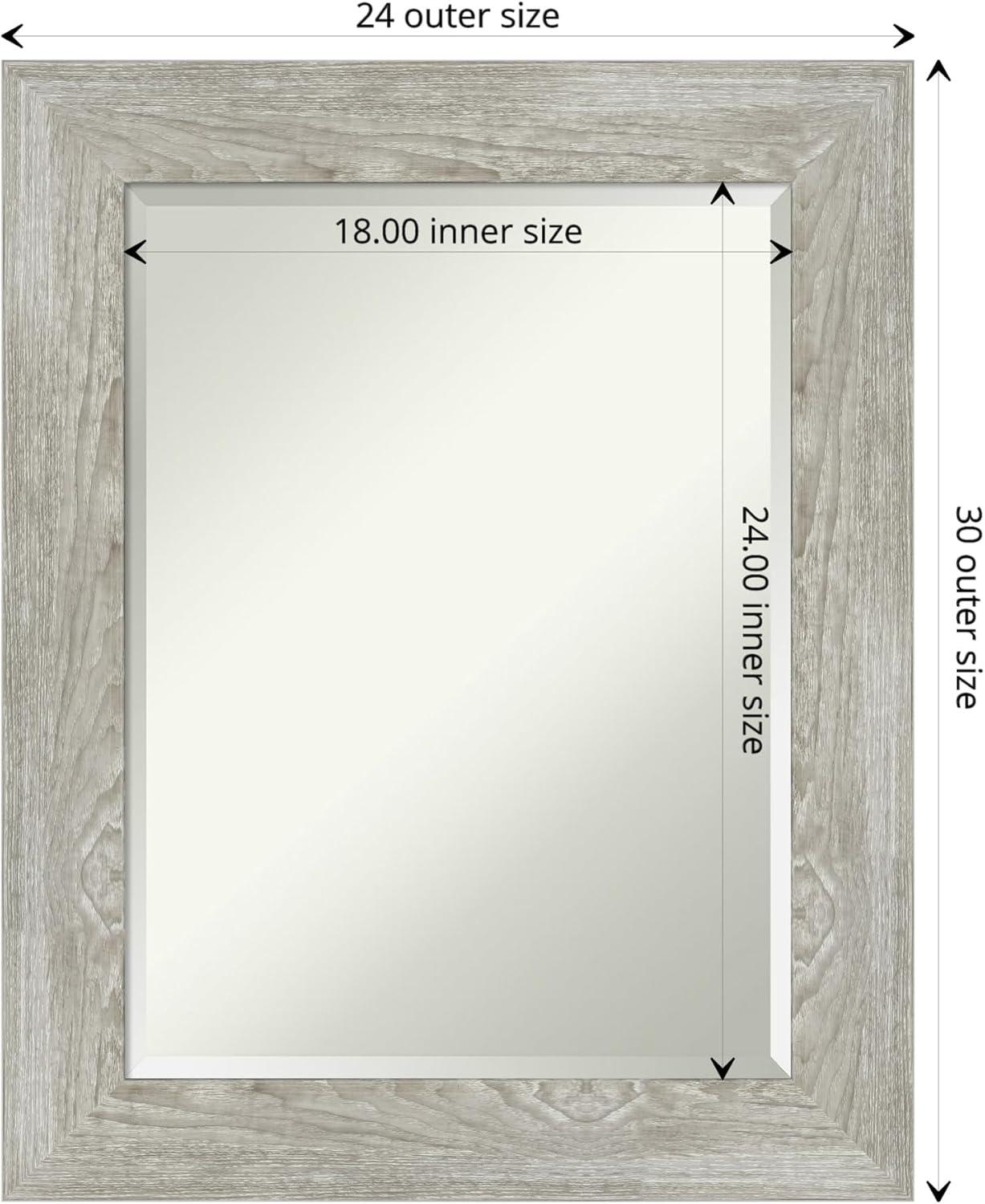 Amanti Art Beveled Bathroom Wall Mirror - Dove Greywash Frame Outer Size: 24 x 30 in