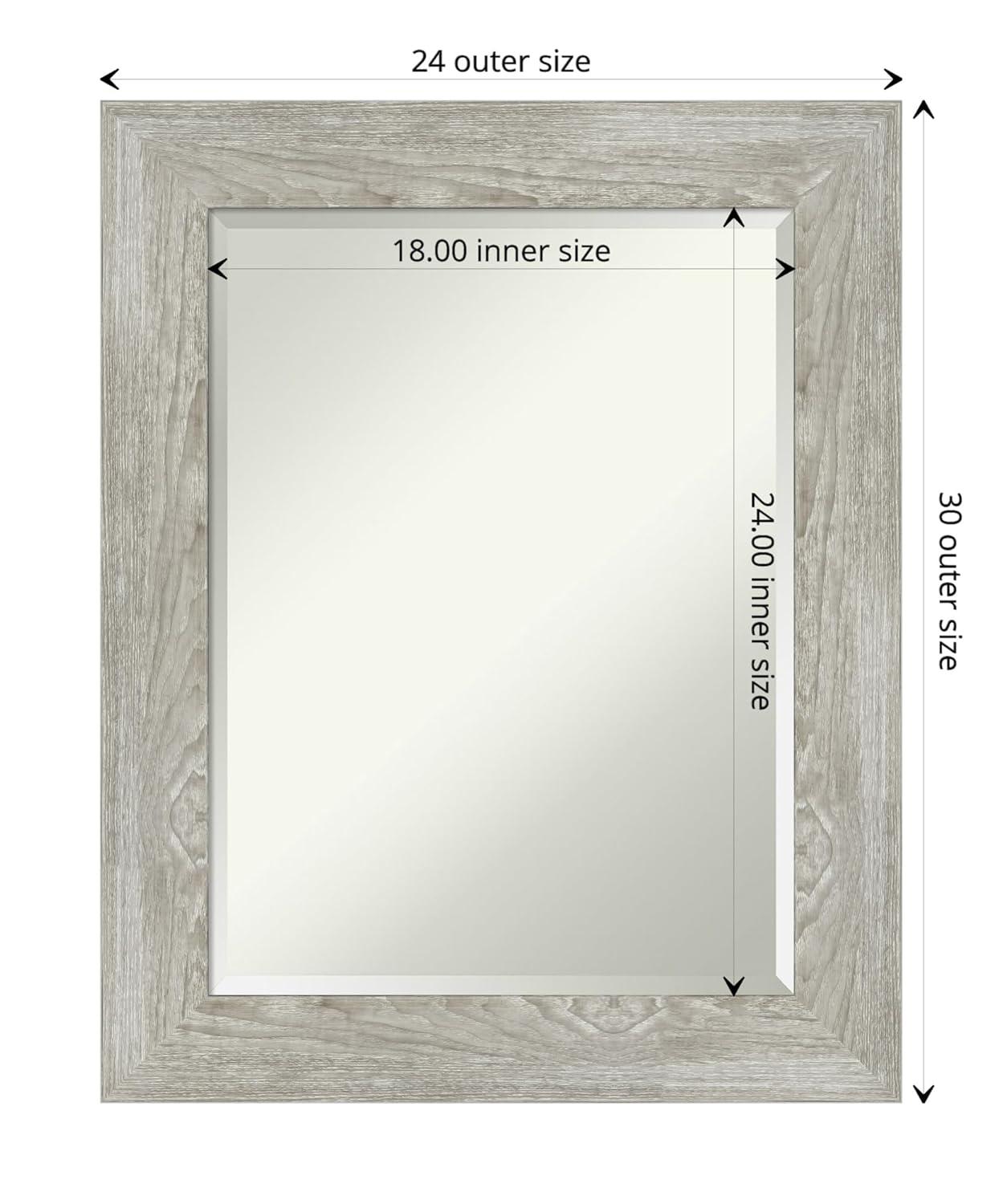 Amanti Art Beveled Bathroom Wall Mirror - Dove Greywash Frame Outer Size: 24 x 30 in
