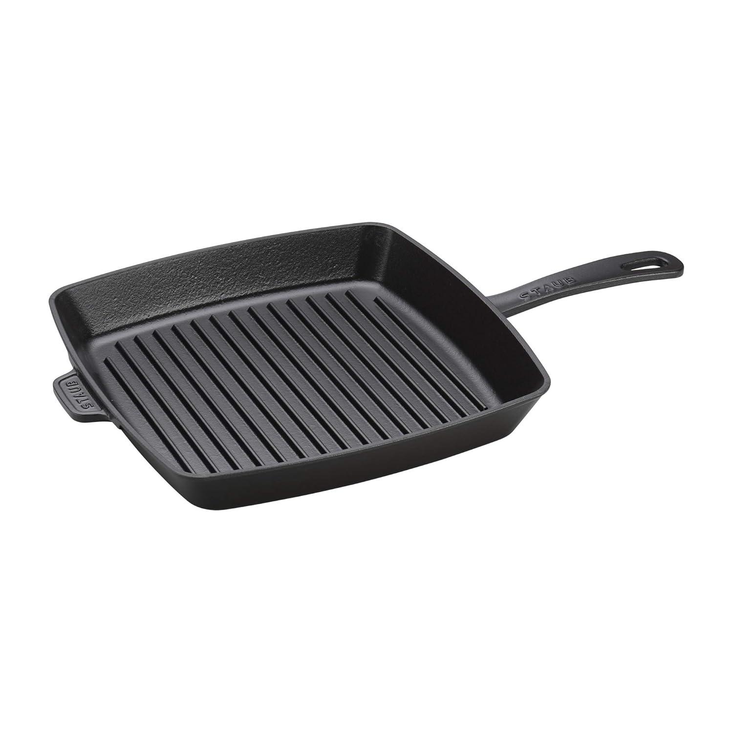 Staub ® 12" Matte Black Enameled Cast Iron Square Grill Pan