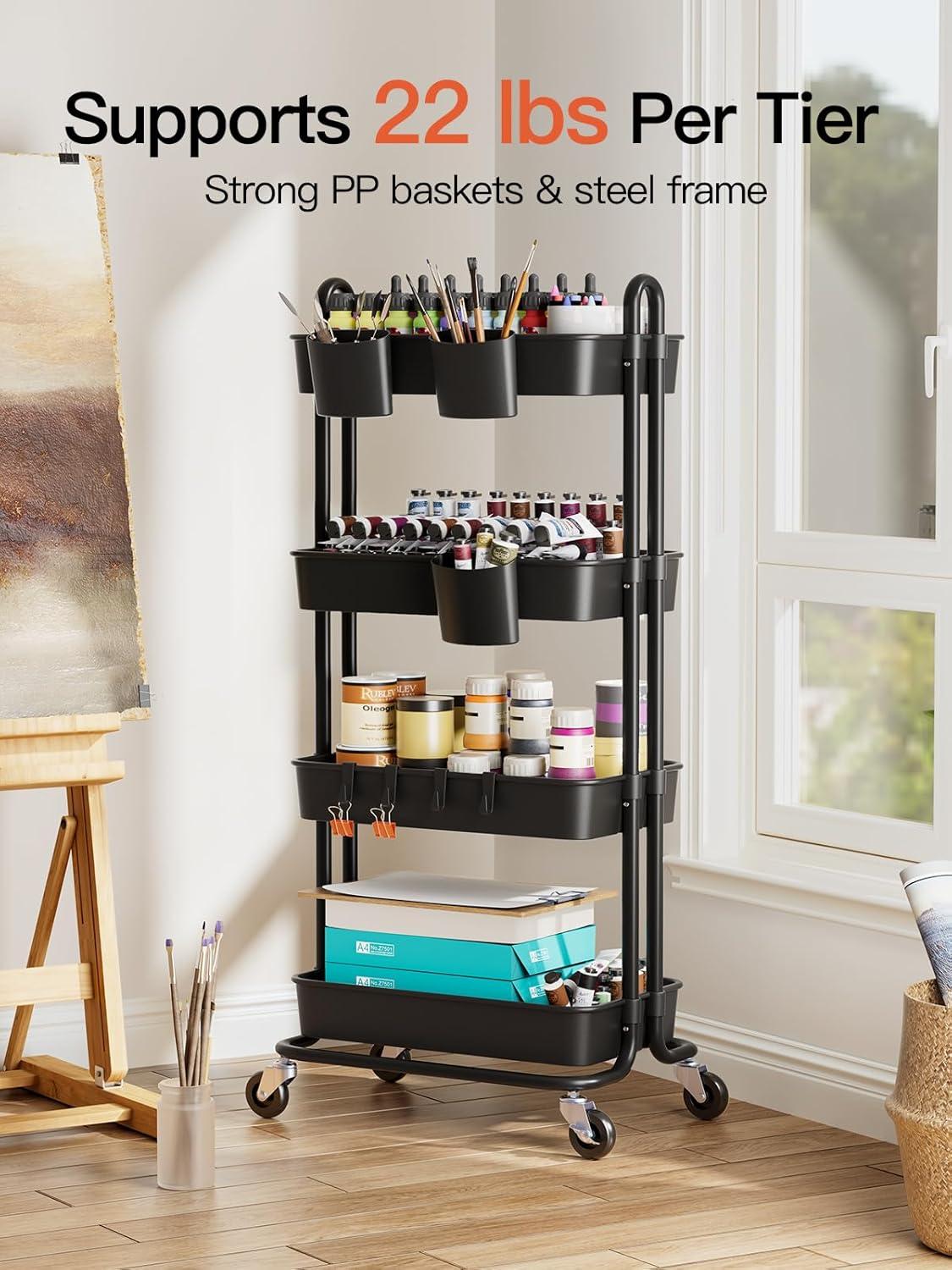 Organize It All 4 Tier Rolling Multifunctional Storage Cart