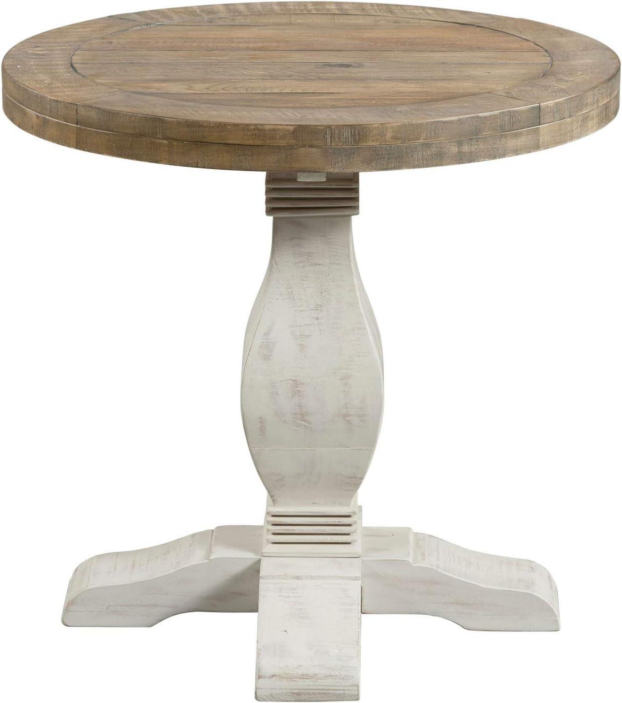 25 x 26 x 26 in. Round End Table with Pedestal Base, Brown & White