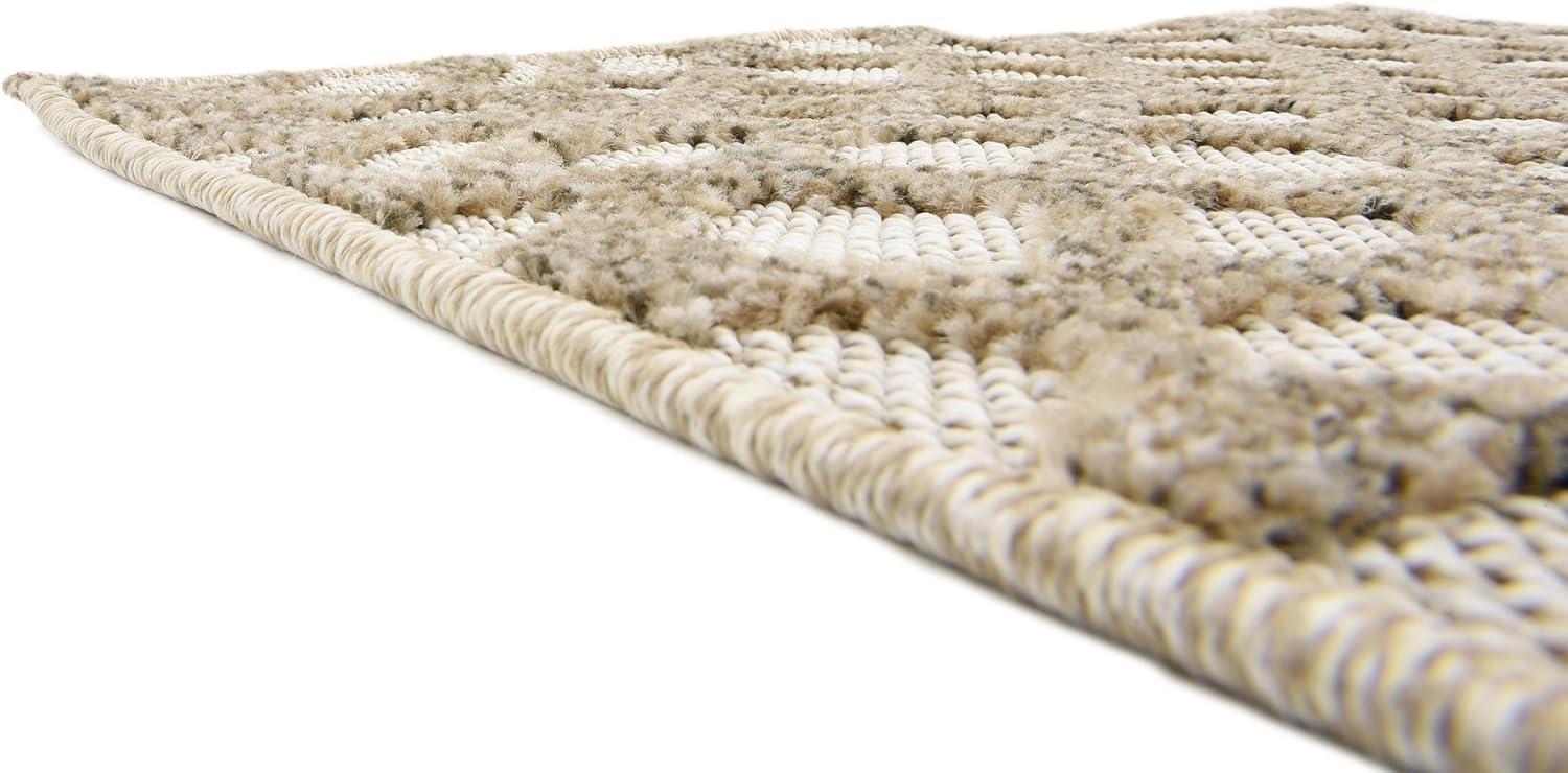 Unique Loom Outdoor Modern Collection Area Rug (2' x 6' 1" Runner Cream/Beige)