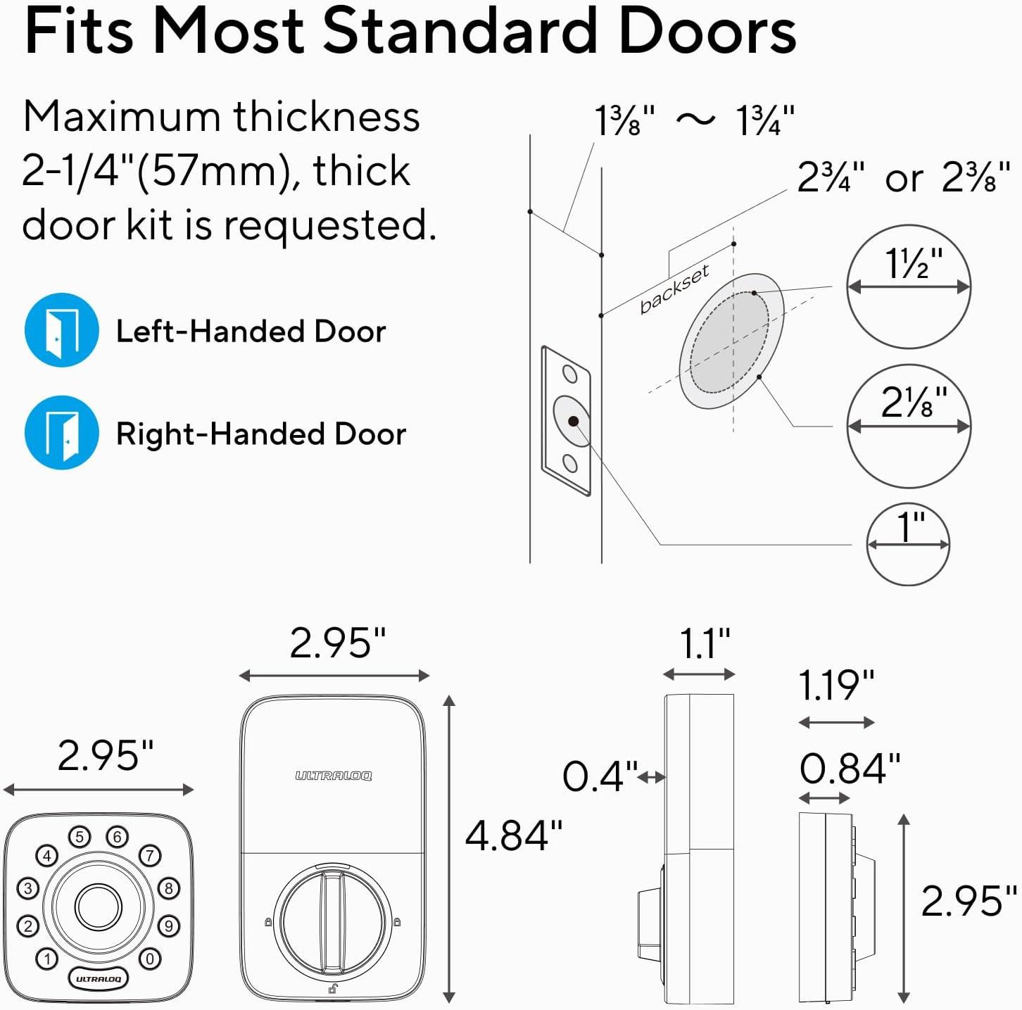 Ultraloq Black Bluetooth Keyless Entry Smart Door Lock