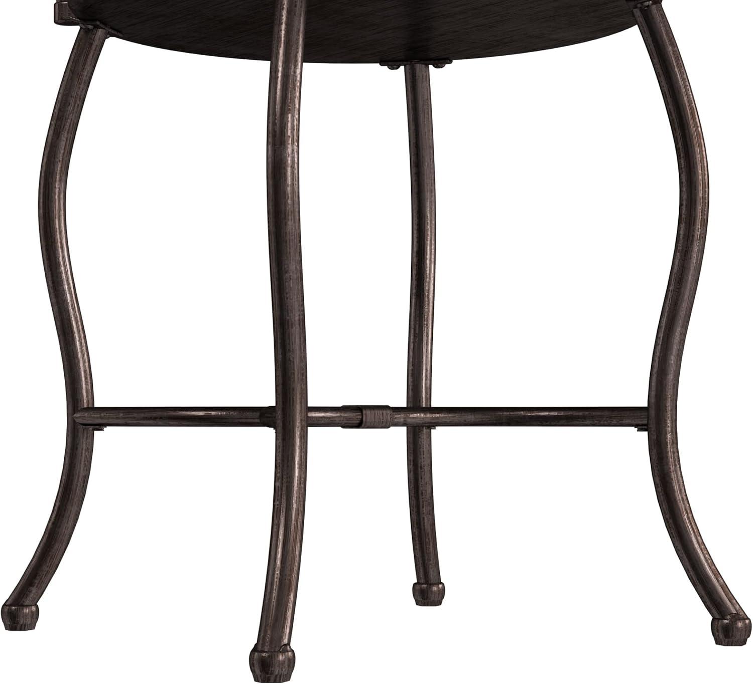 Rubbed Gray Metal Vanity Stool with Dove Gray Upholstered Seat