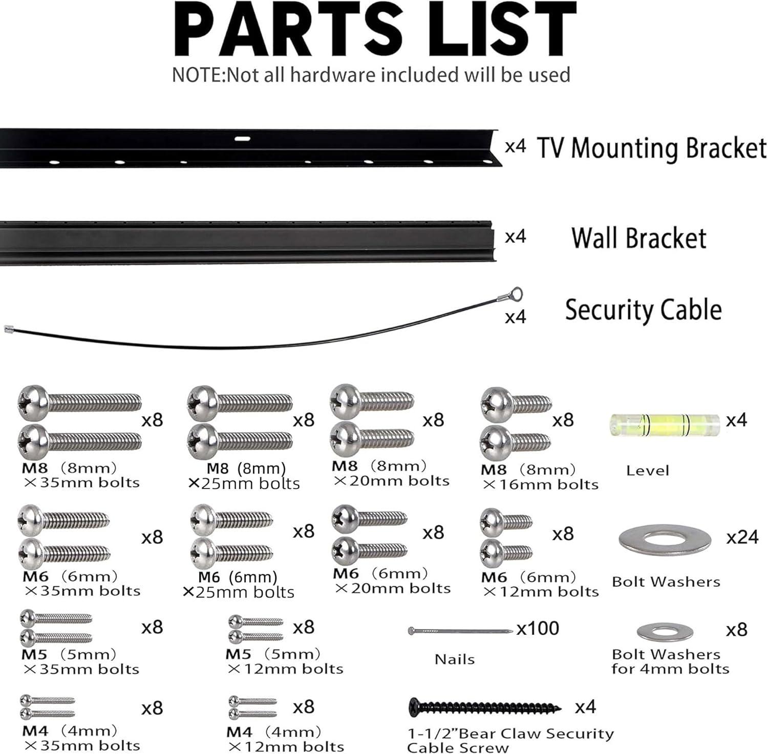 No Stud TV Wall Mount, Drywall Studless TV Hanger No Damage, No Drill, Non Screws, Flat Screen Easy Install Bar Bracket fits VESA 12-55 inch TVs up to 99 lbs, Include Hardware Levels