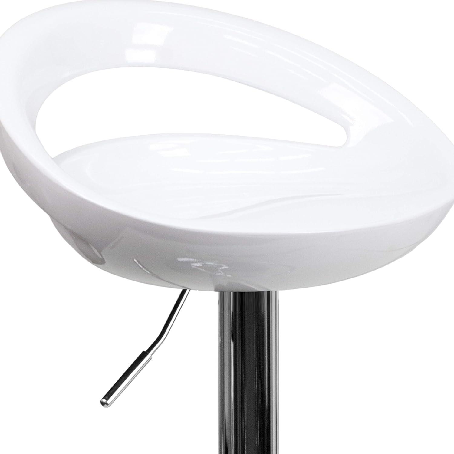 Flash Furniture Plastic Adjustable Height Barstool, Set of 1, White