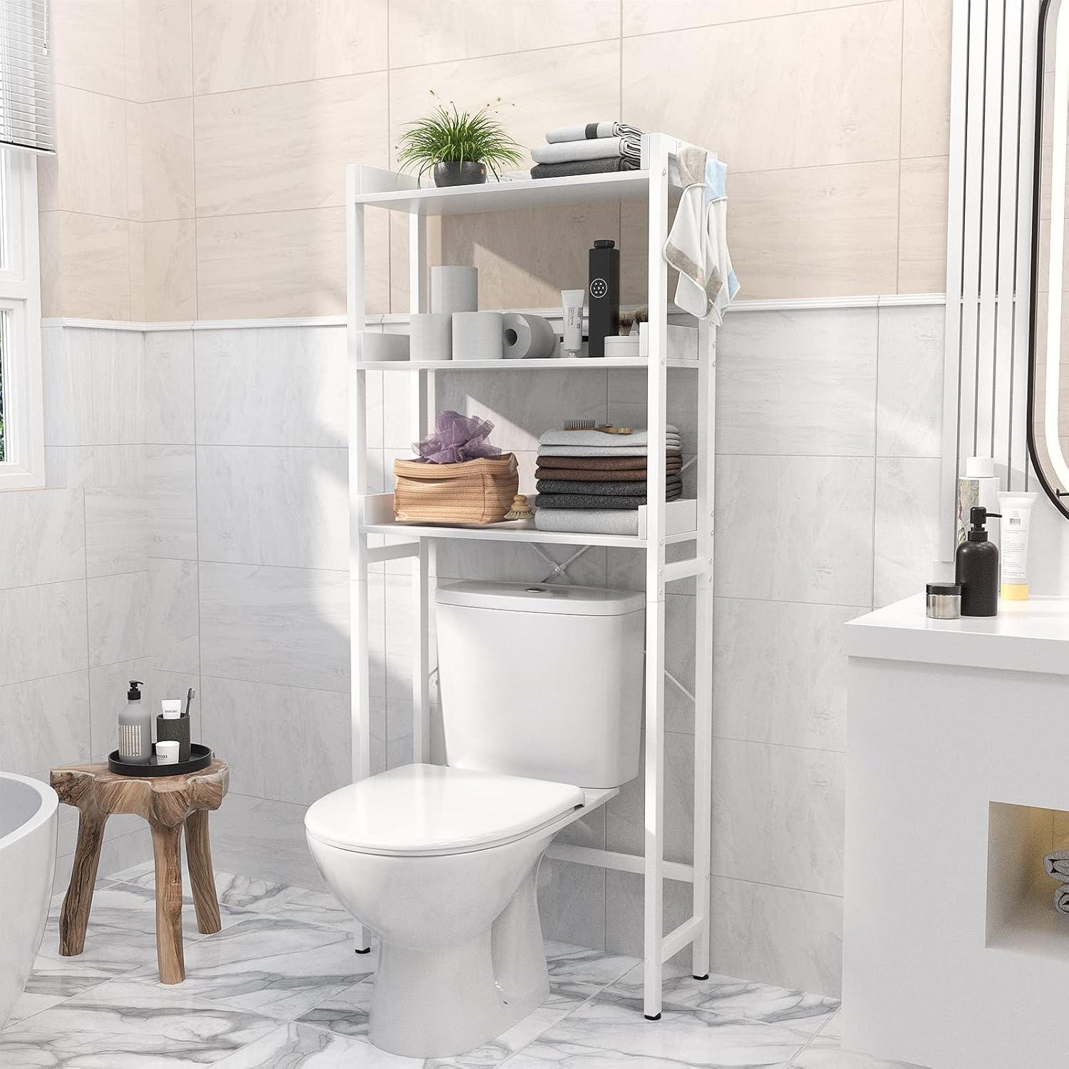 Lorelia Over The Toilet Storage Shelf 3-Tier Bathroom Shelves Over Toilet Shelves White