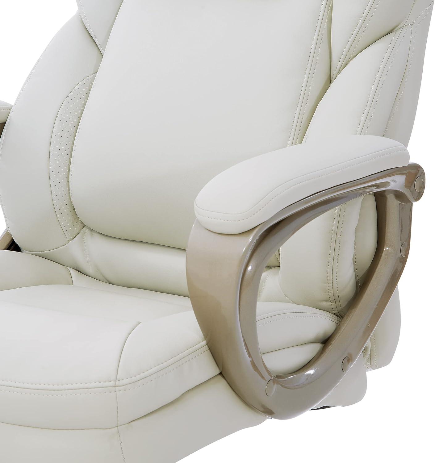 Executive Cream Bonded Leather Office Chair with Cocoa Coated Nylon Base