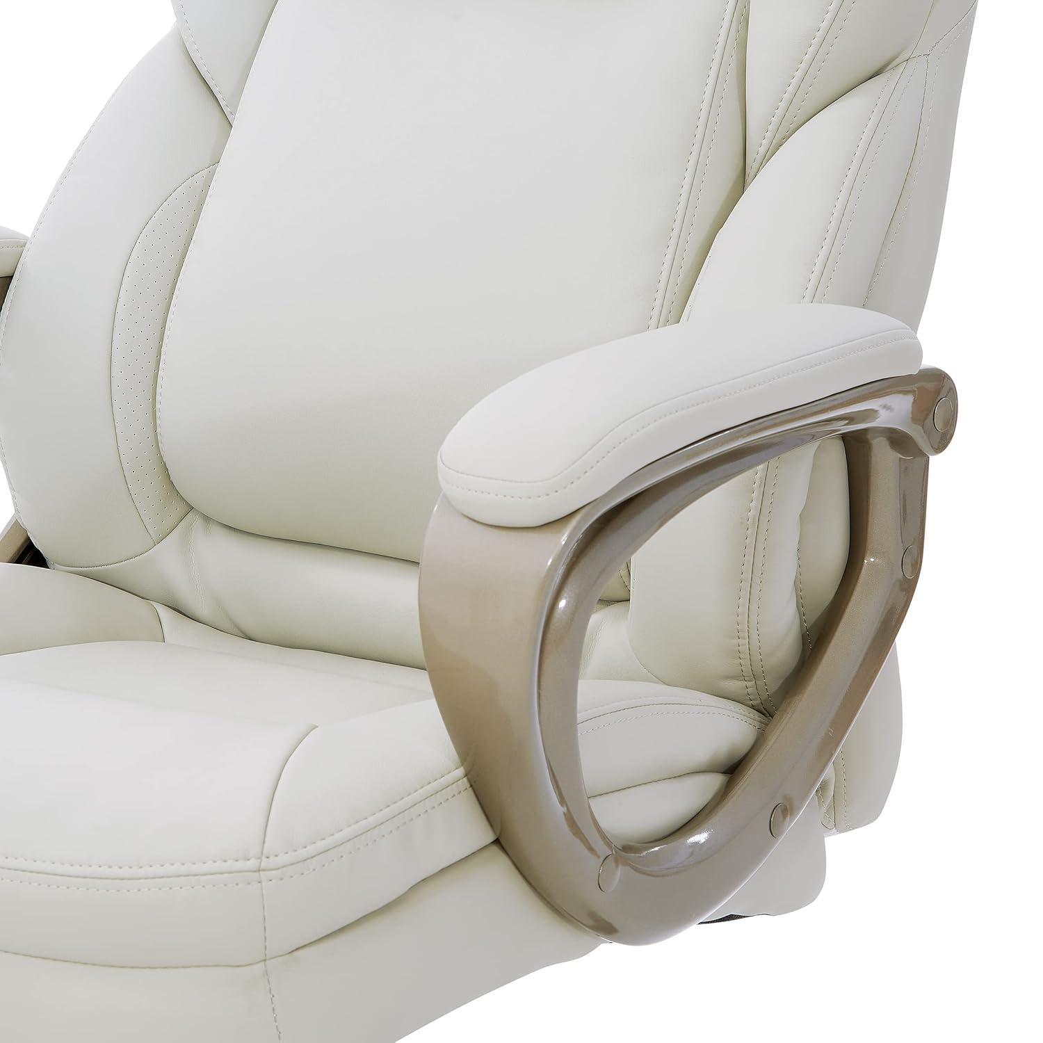 Executive Cream Bonded Leather Office Chair with Cocoa Coated Nylon Base